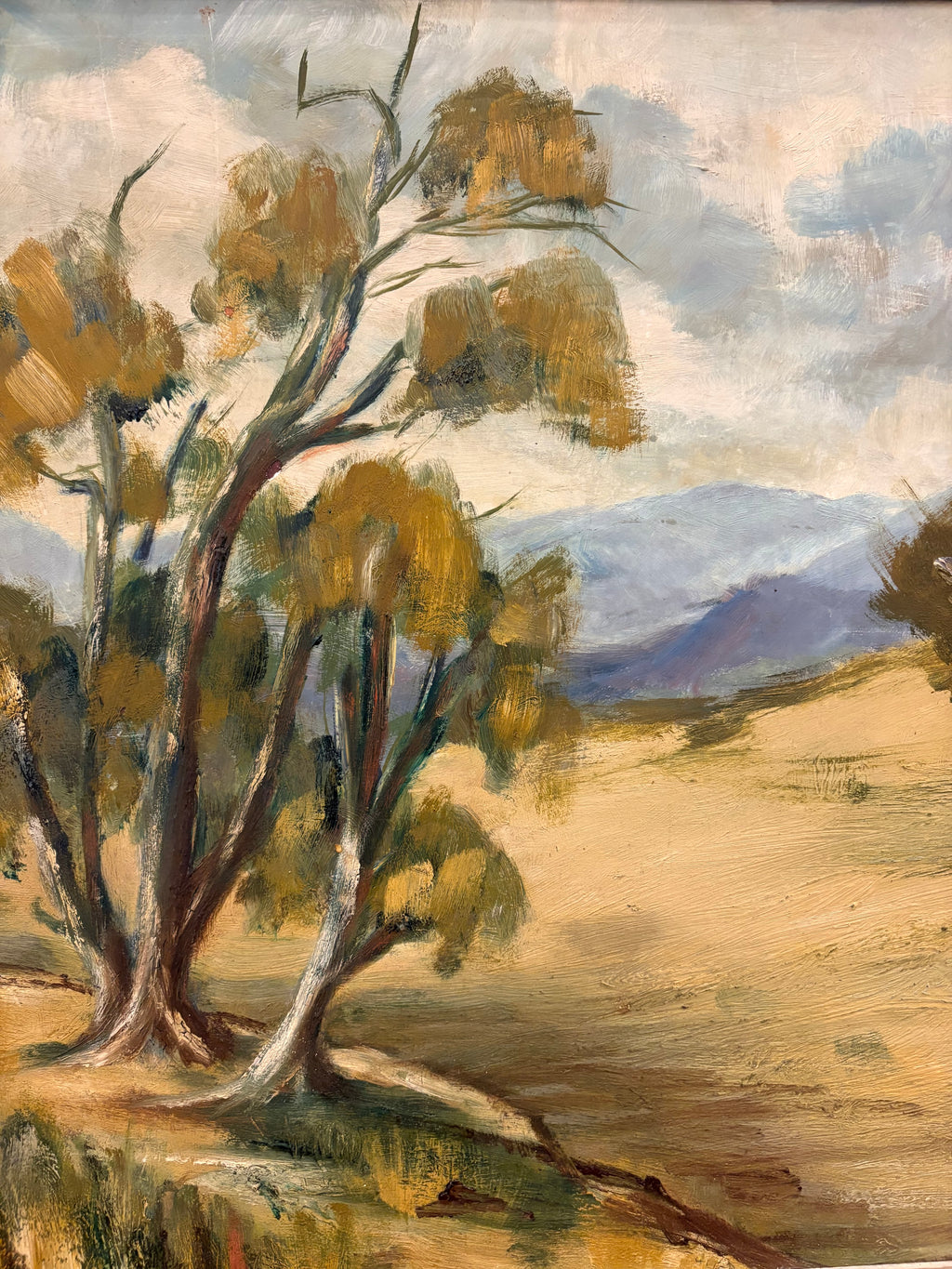 Mid Century original Australian landscape painting, signed framed artwork