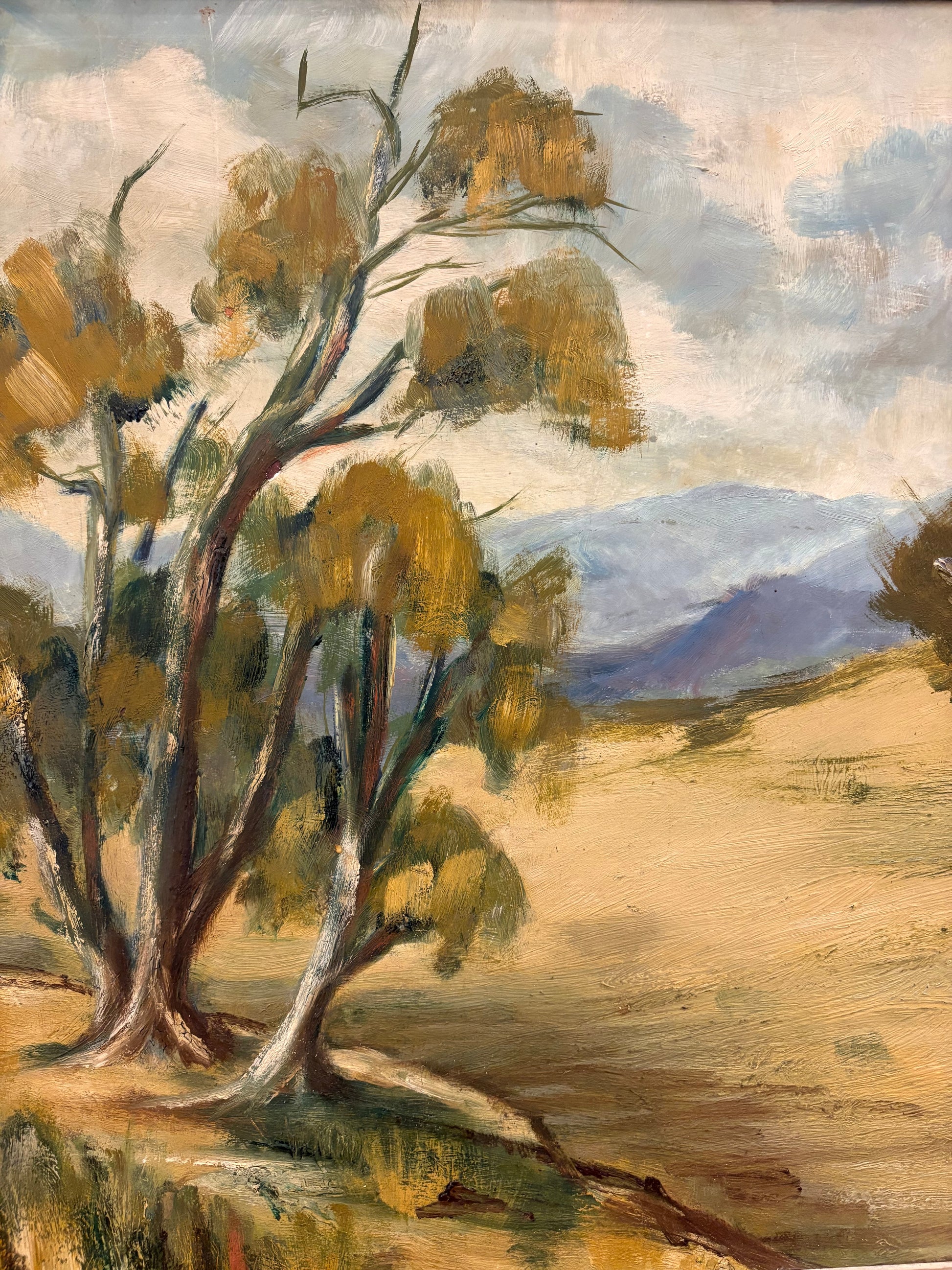 Mid Century original Australian landscape painting, signed framed artwork