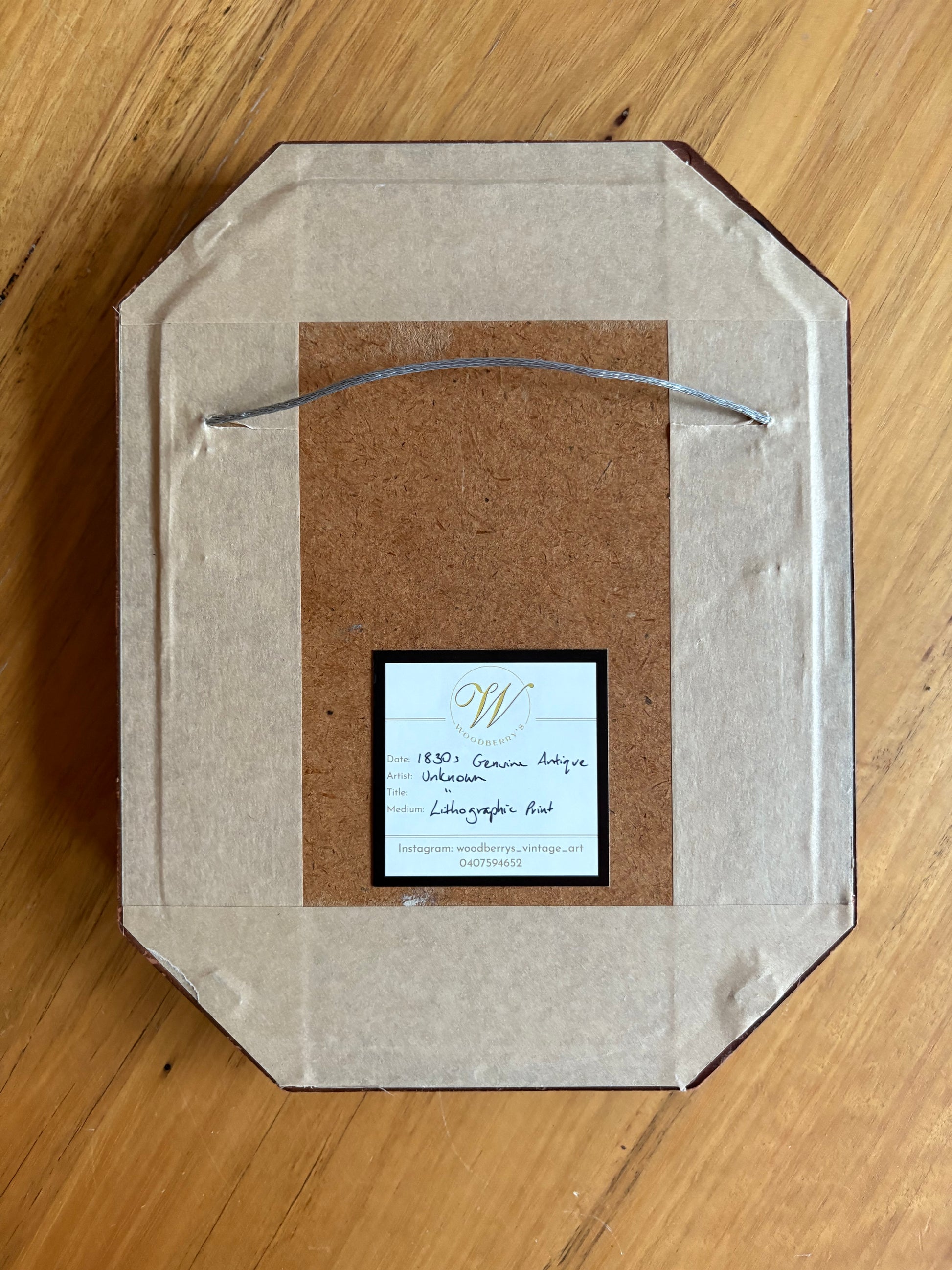 1830s genuine Baroque antique lithographic print, cherub, framed art