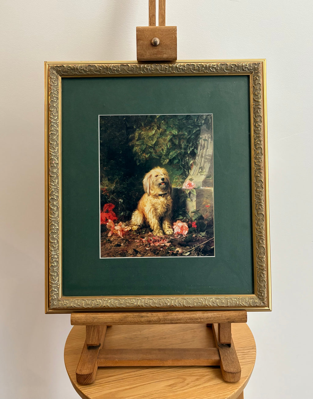 Vintage print, “Faithful Friend", French, dog, Louis-Eugène Lambert, framed art