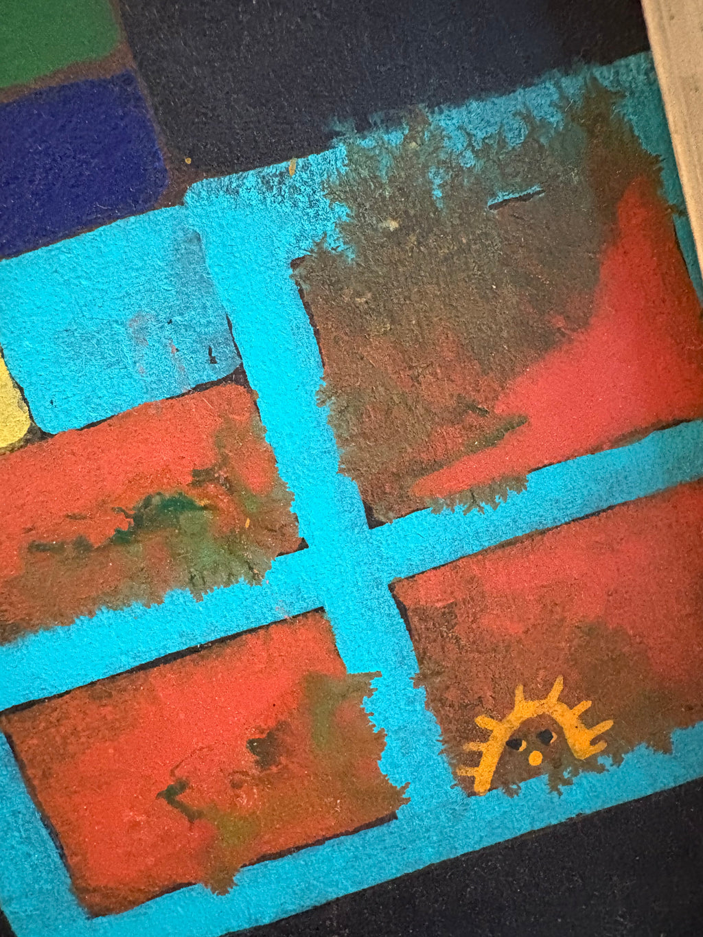 Original abstract vintage oil painting on board,