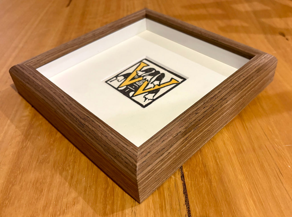 1920s Original Margaret Preston woodblock print, “Letter W”, antique framed art
