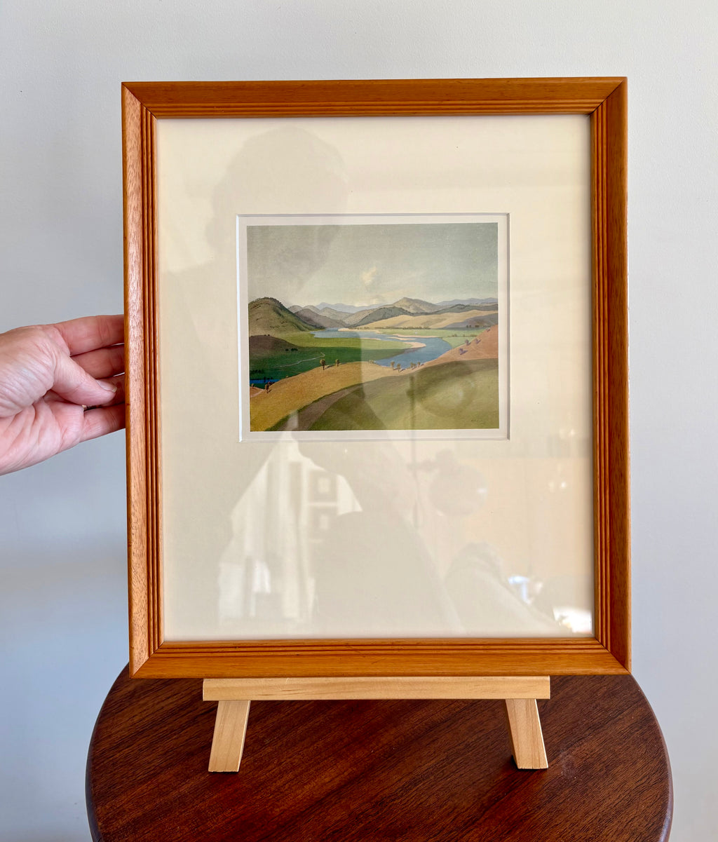 1920s Antique print, “Yass Landscape”, Elioth Gruner, Australian framed artwork