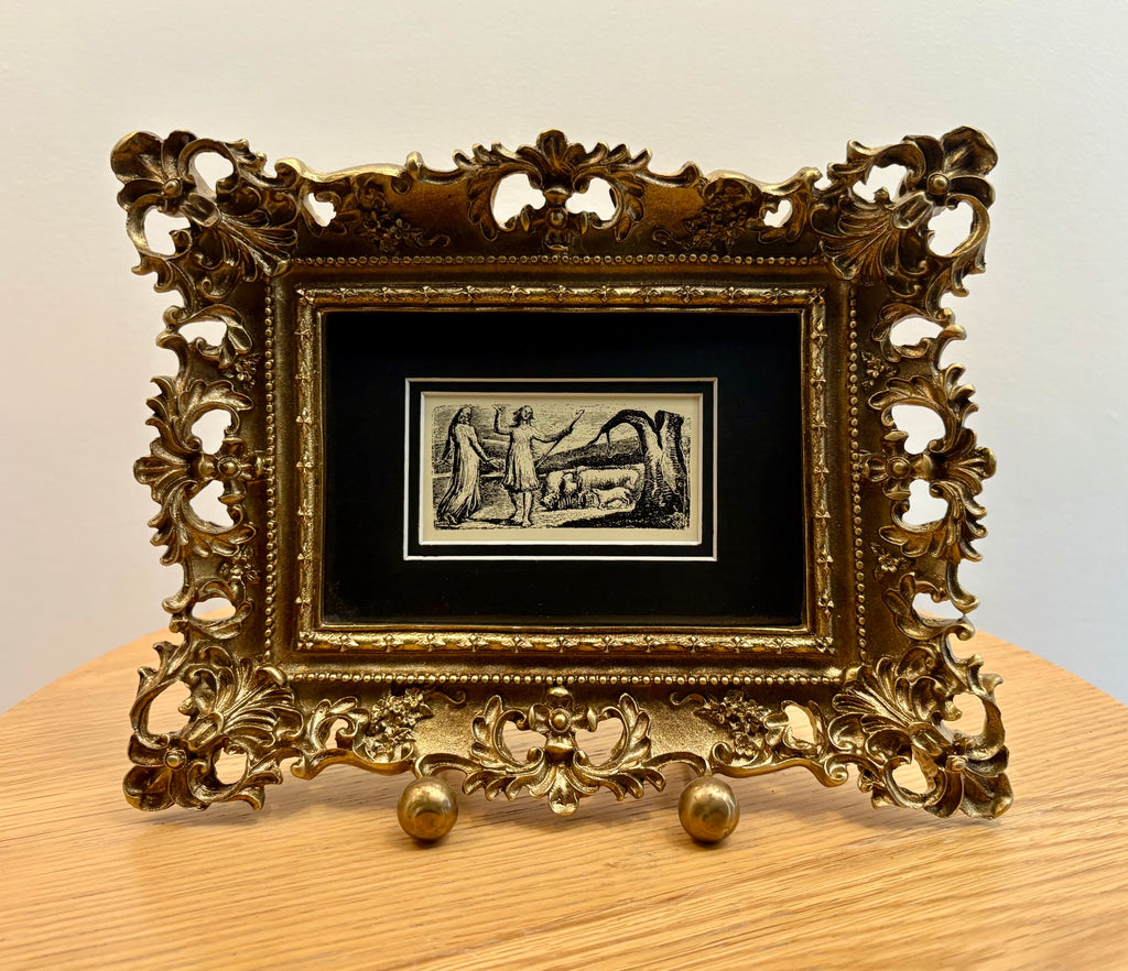 1923 antique print after William Blake, gilt frame, vintage framed art