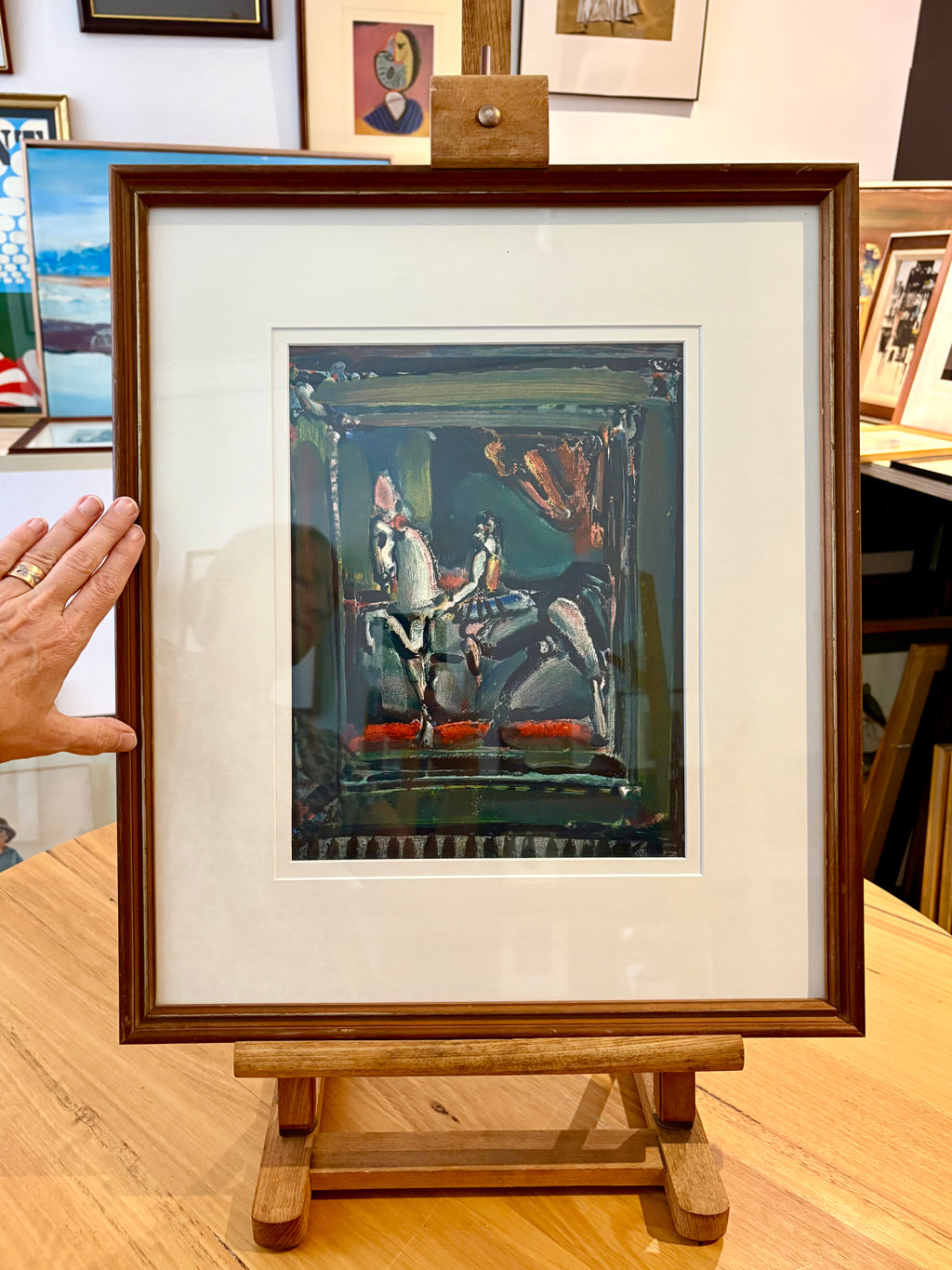 Mid Century lithograph, French, Georges Rouault, Circus, vintage framed art