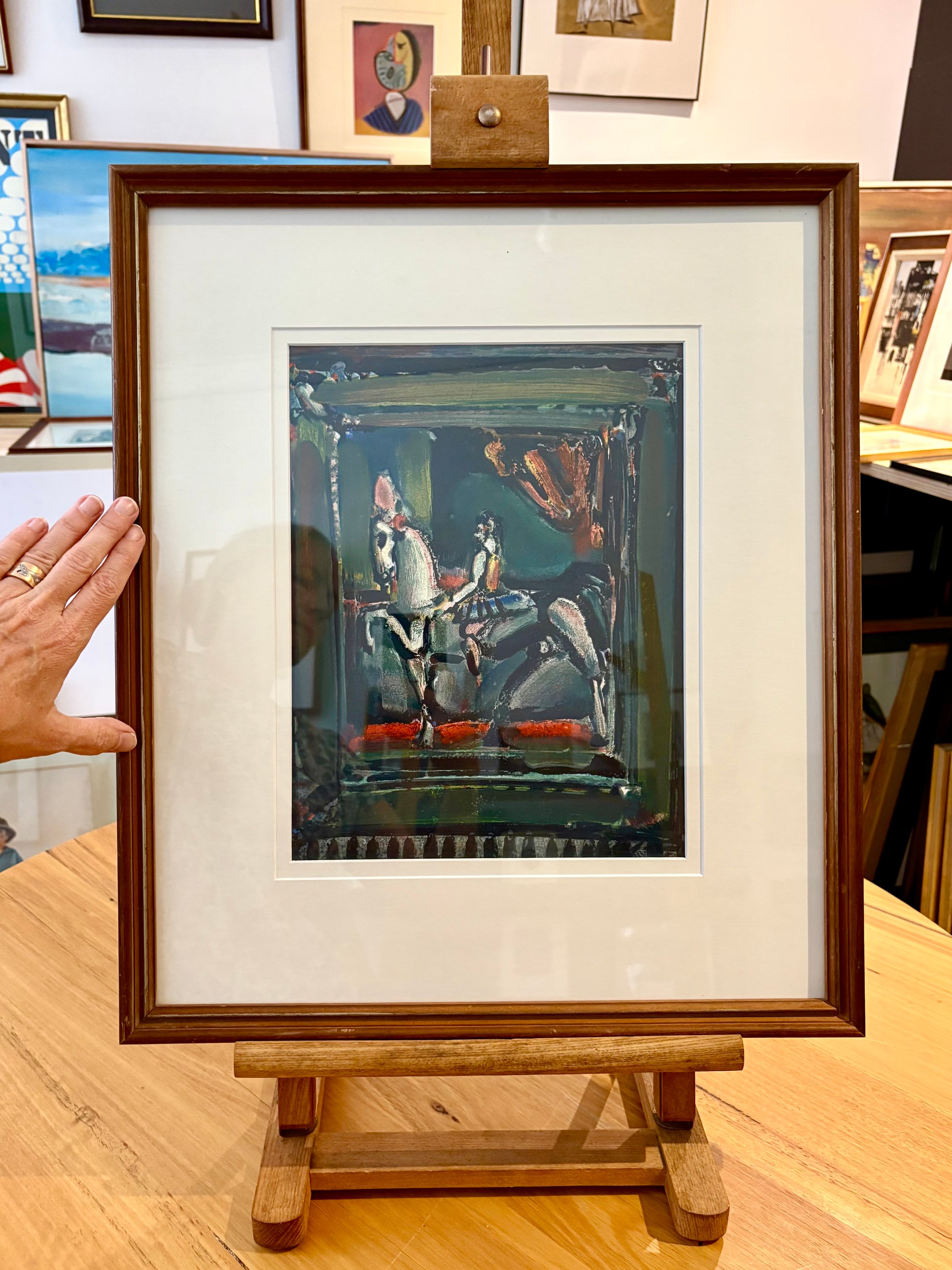 Mid Century lithograph, French, Georges Rouault, Circus, vintage framed art