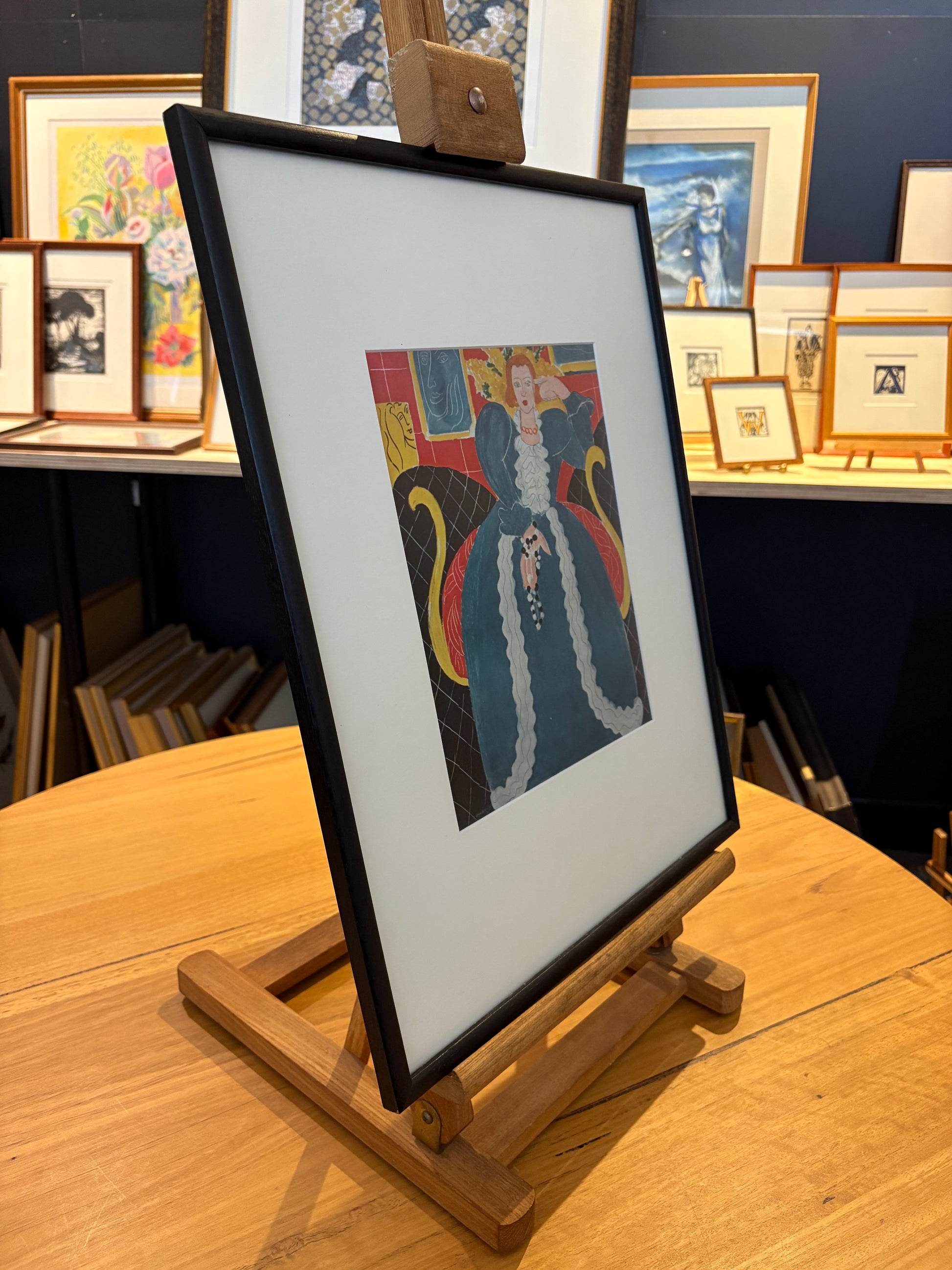 1930s Vintage Henri Matisse fine art print, "Woman in Blue", framed art, mid-century wall art