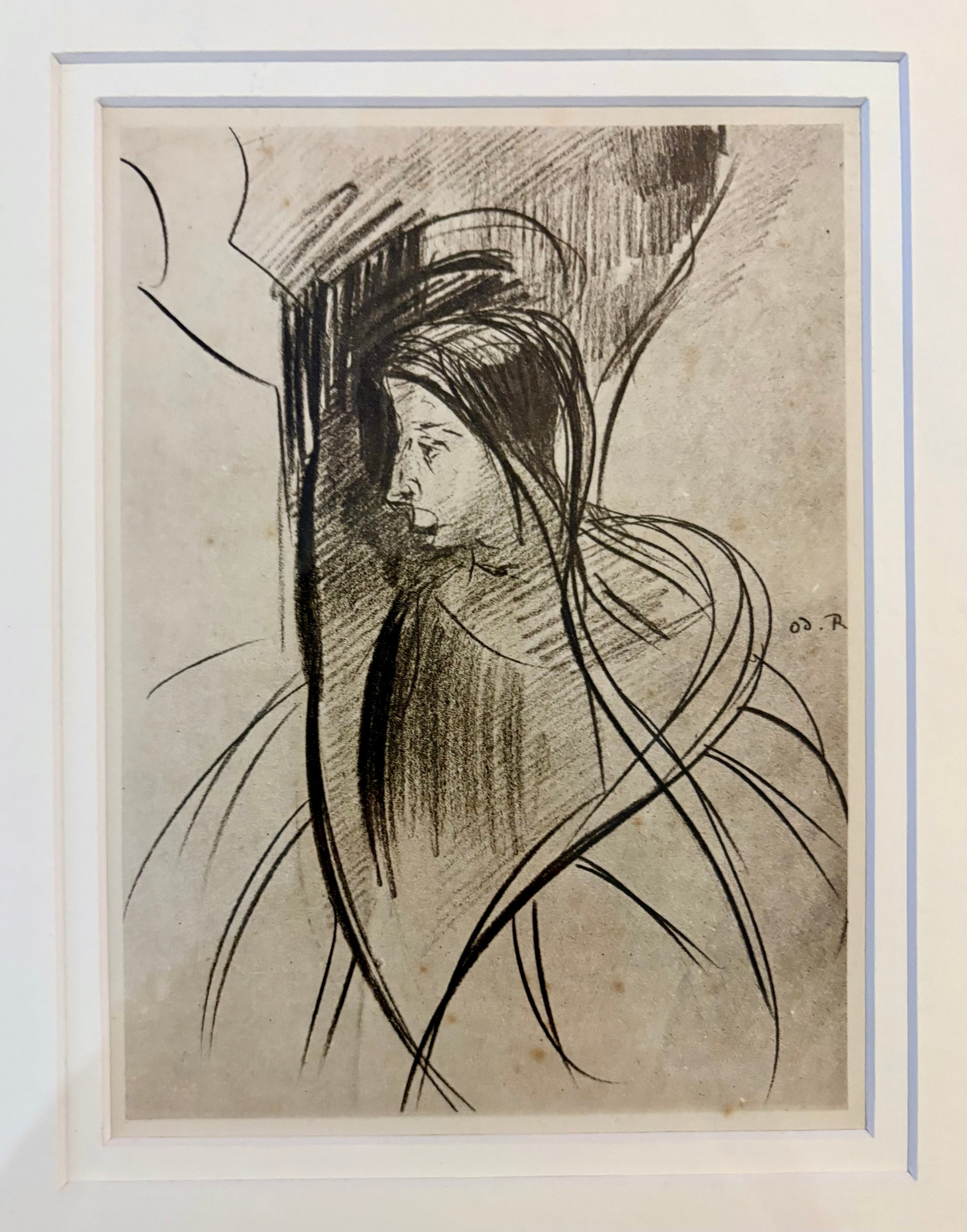 1929 Antique print, Odilon Redon, French, Portrait, vintage framed art