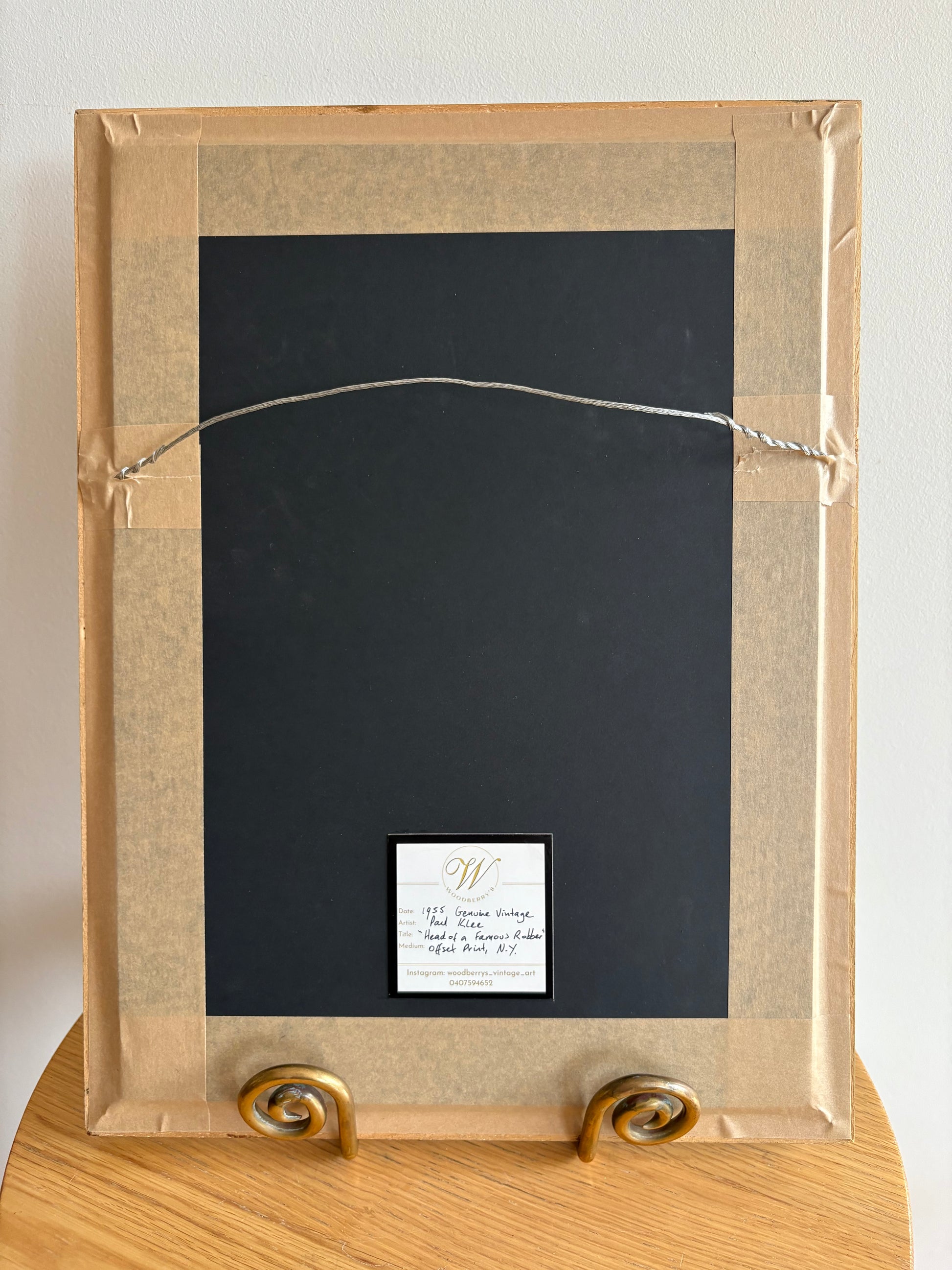 1955 vintage print after Paul Klee, “Head of a famous Robber”, Mid-Century, Cubism, framed wall art, abstract