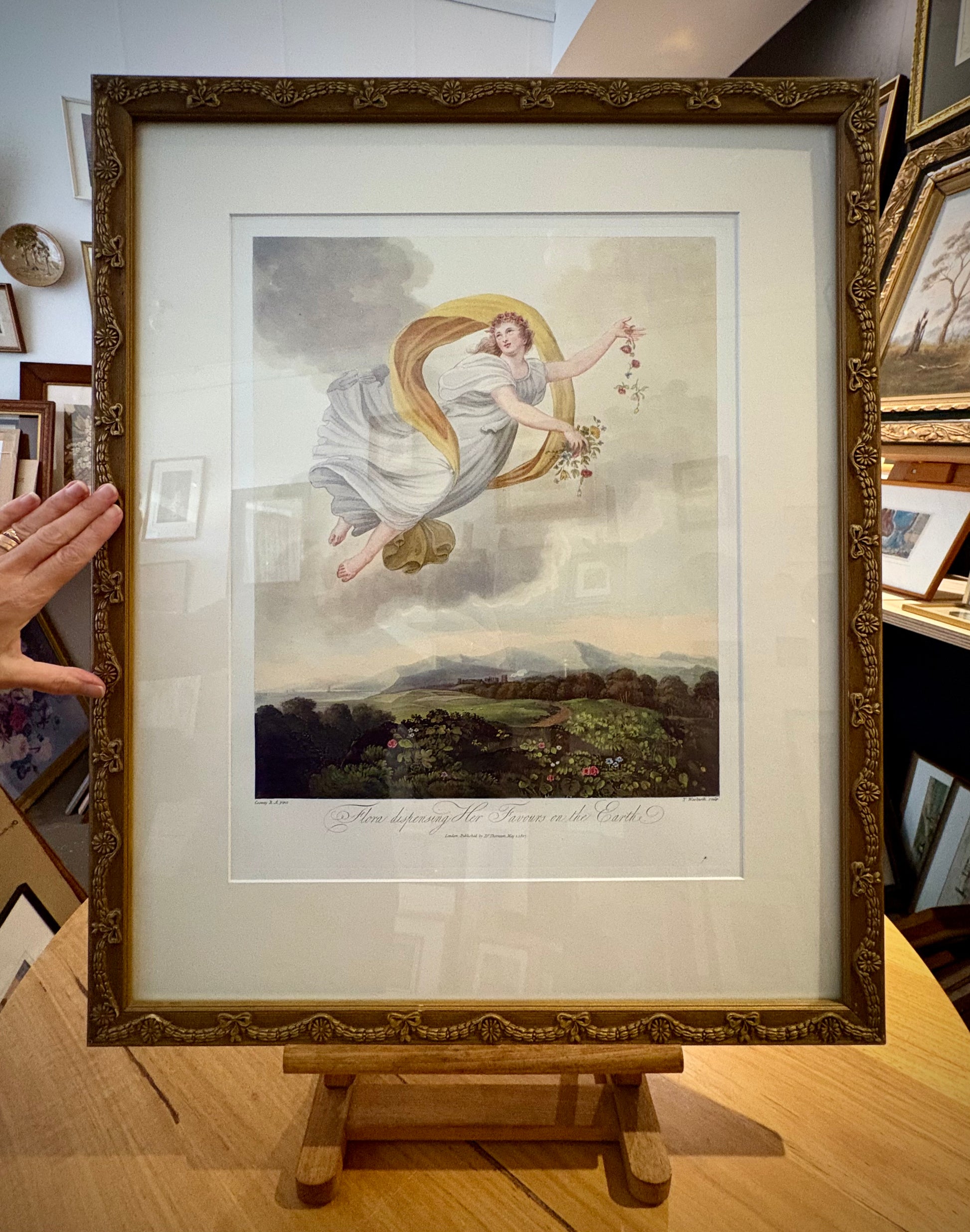Large high quality Temple of Flora print, Robert Thornton, goddess, gilt framed art