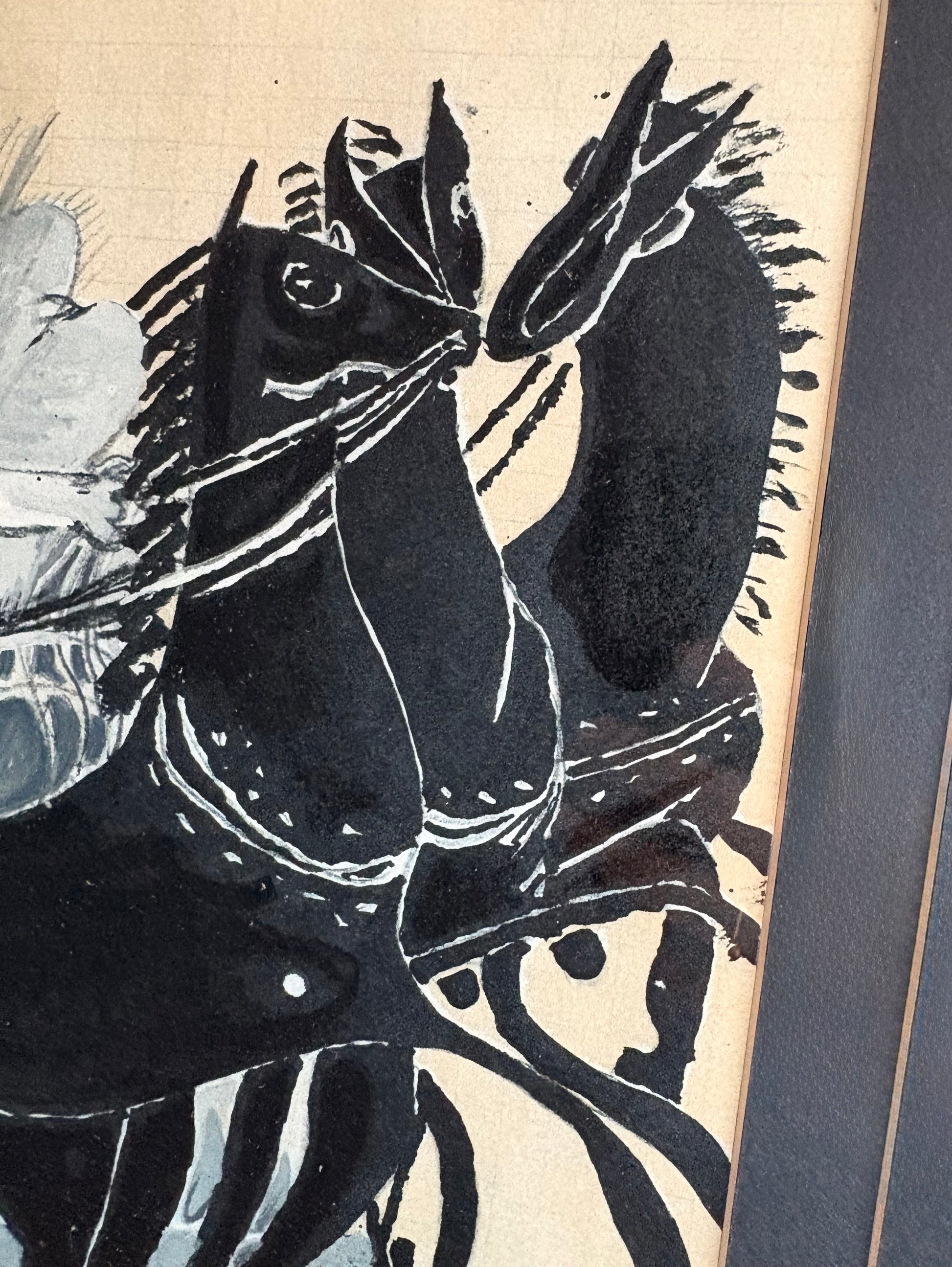 1955 Georges Braque, original lithograph, horses, French, framed mid century art