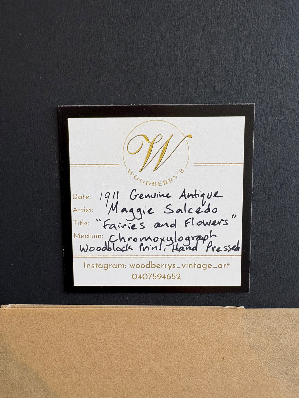 Rare original Art Deco woodblock print, 1911 antique, Maggie Salcedo, French framed art