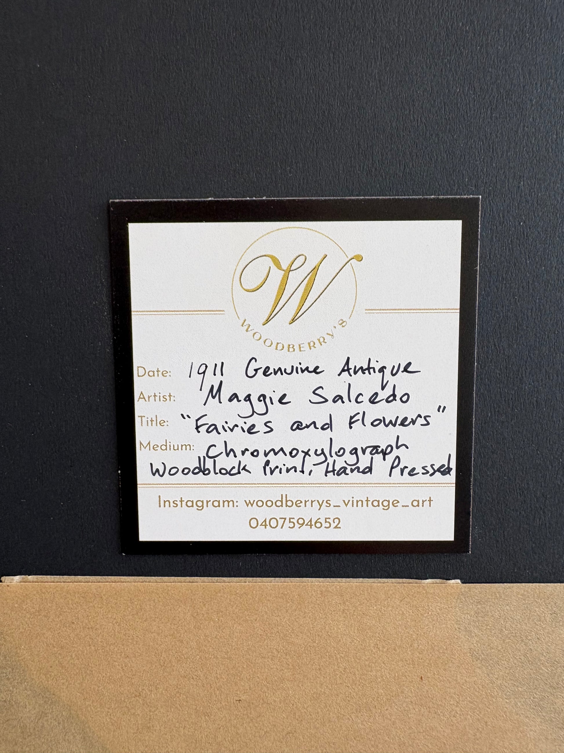 Rare original Art Deco woodblock print, 1911 antique, Maggie Salcedo, French framed art