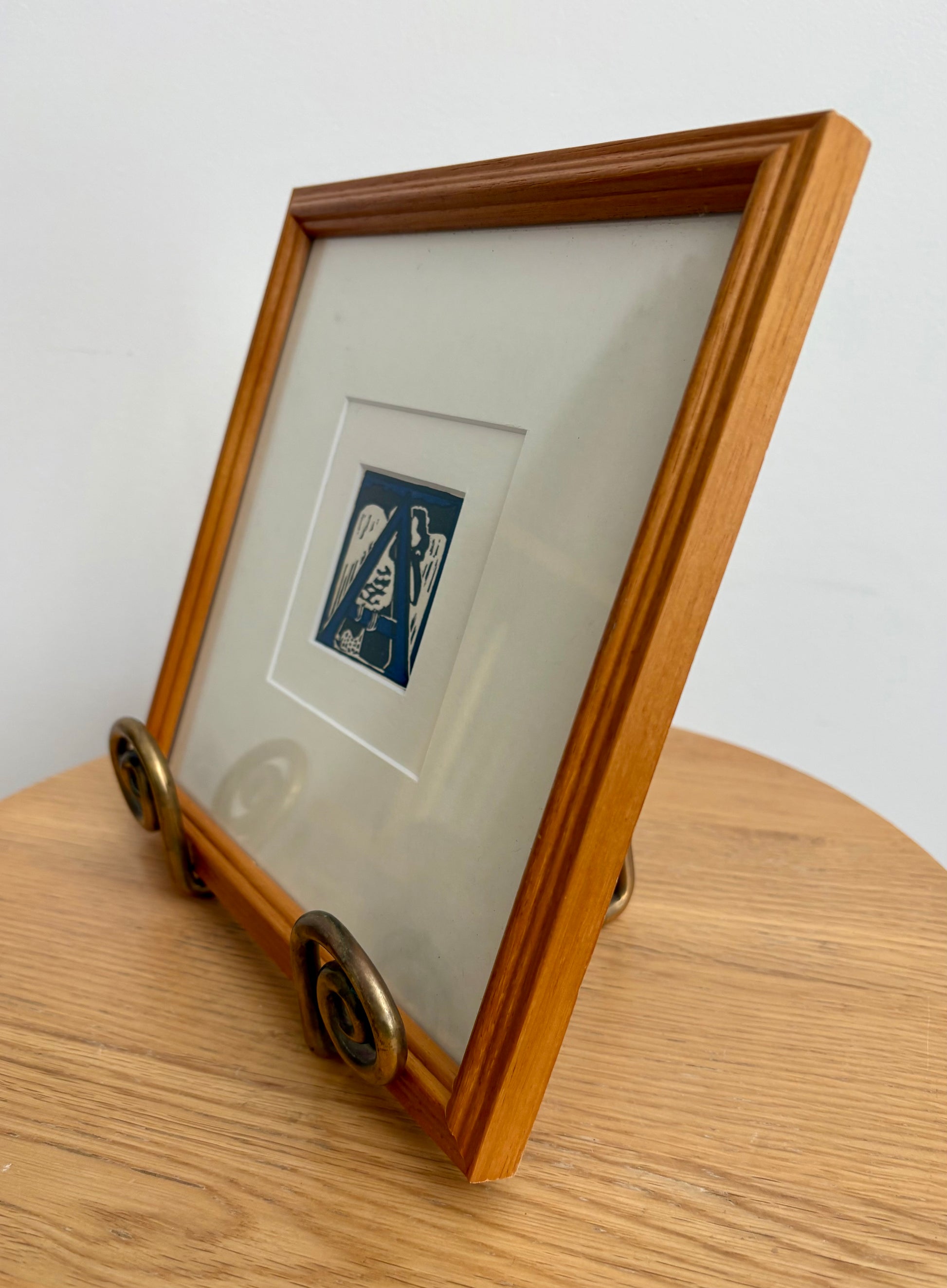 1920s Original Margaret Preston woodblock print, “Letter A”, Kookaburra, antique framed art