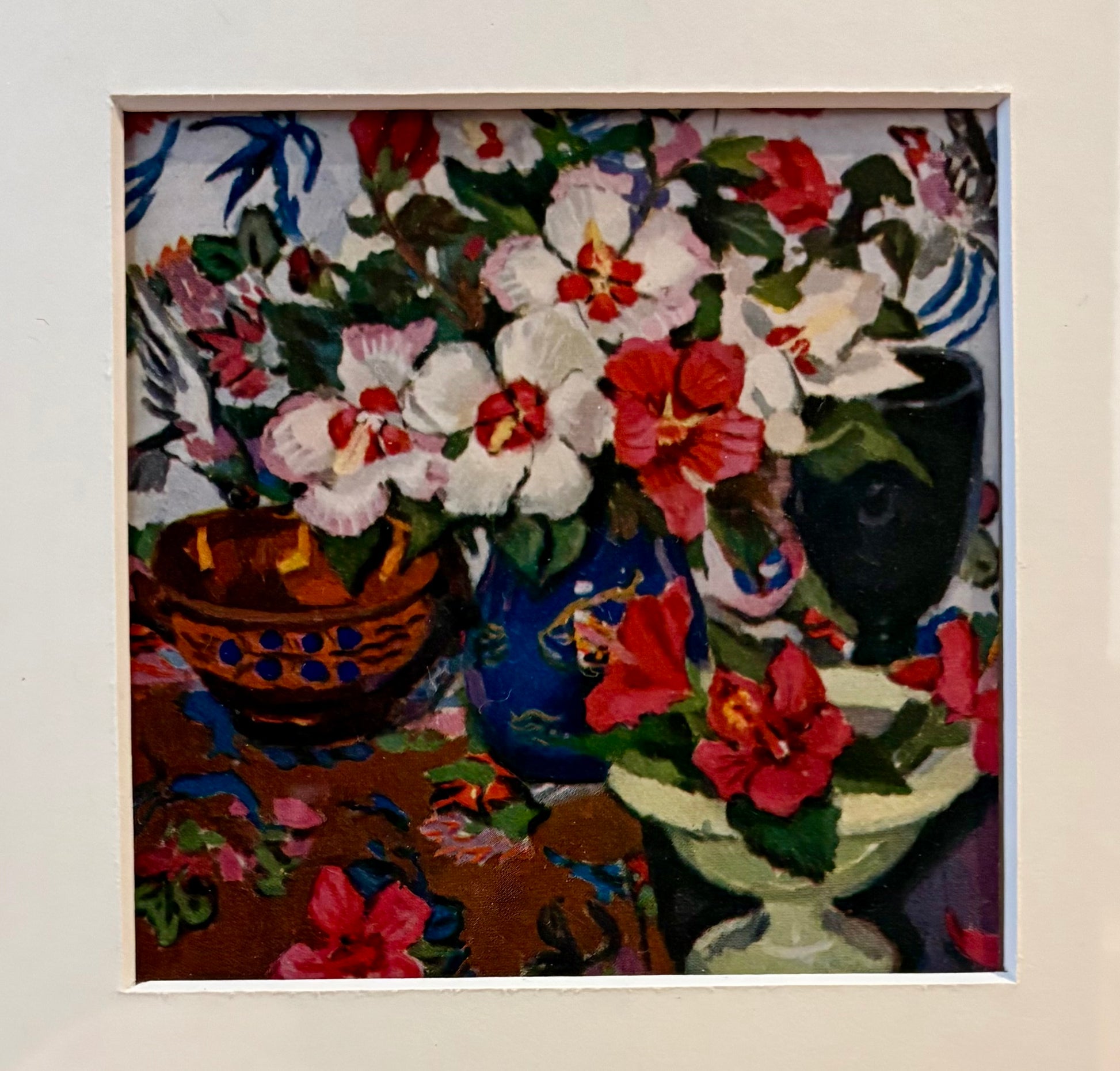 1930s Genuine antique Margaret Preston print, miniature, framed artwork, Australian, flowers
