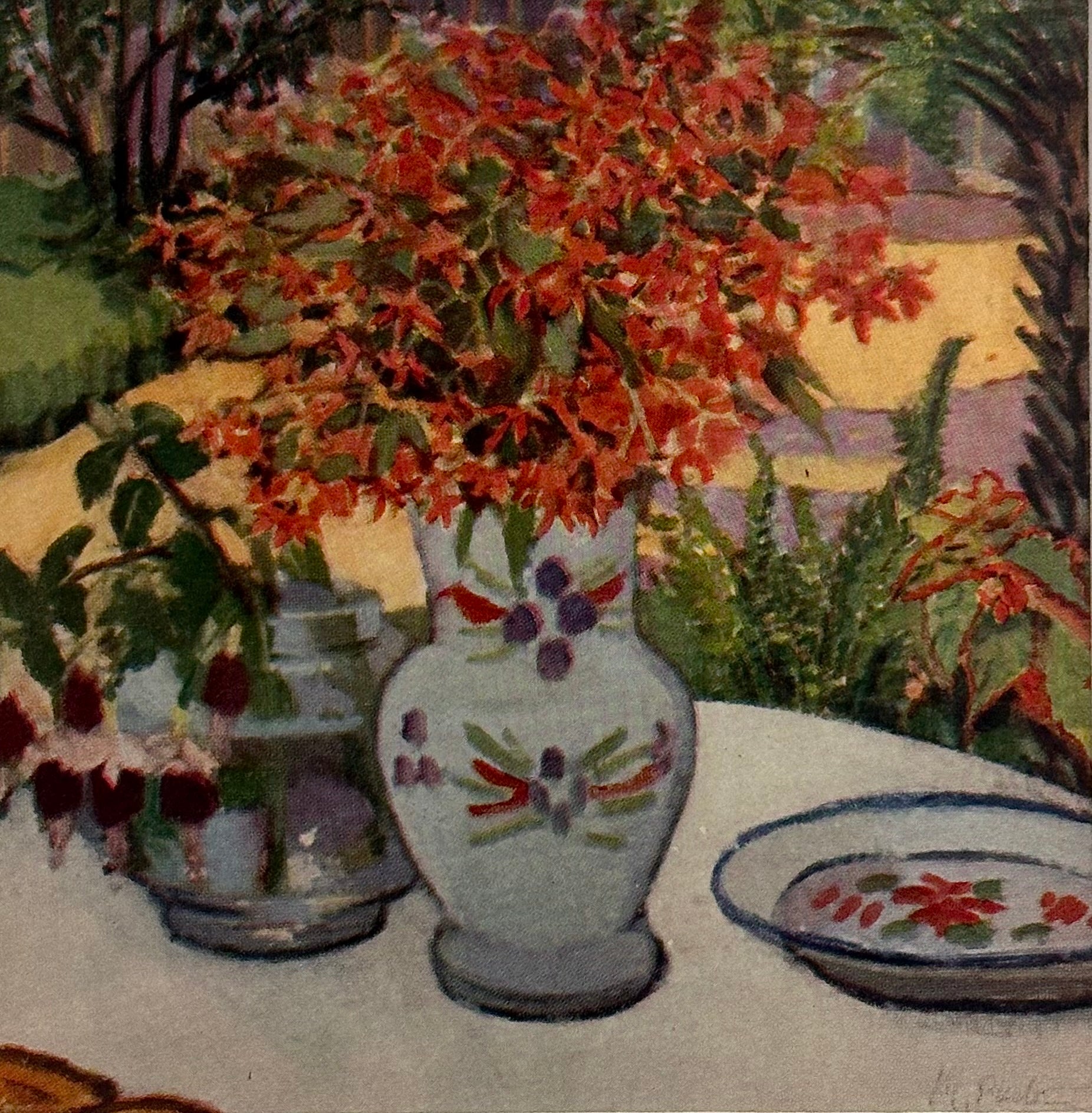 1920s Margaret Preston print, genuine antique, miniature, framed artwork, Australian, flowers