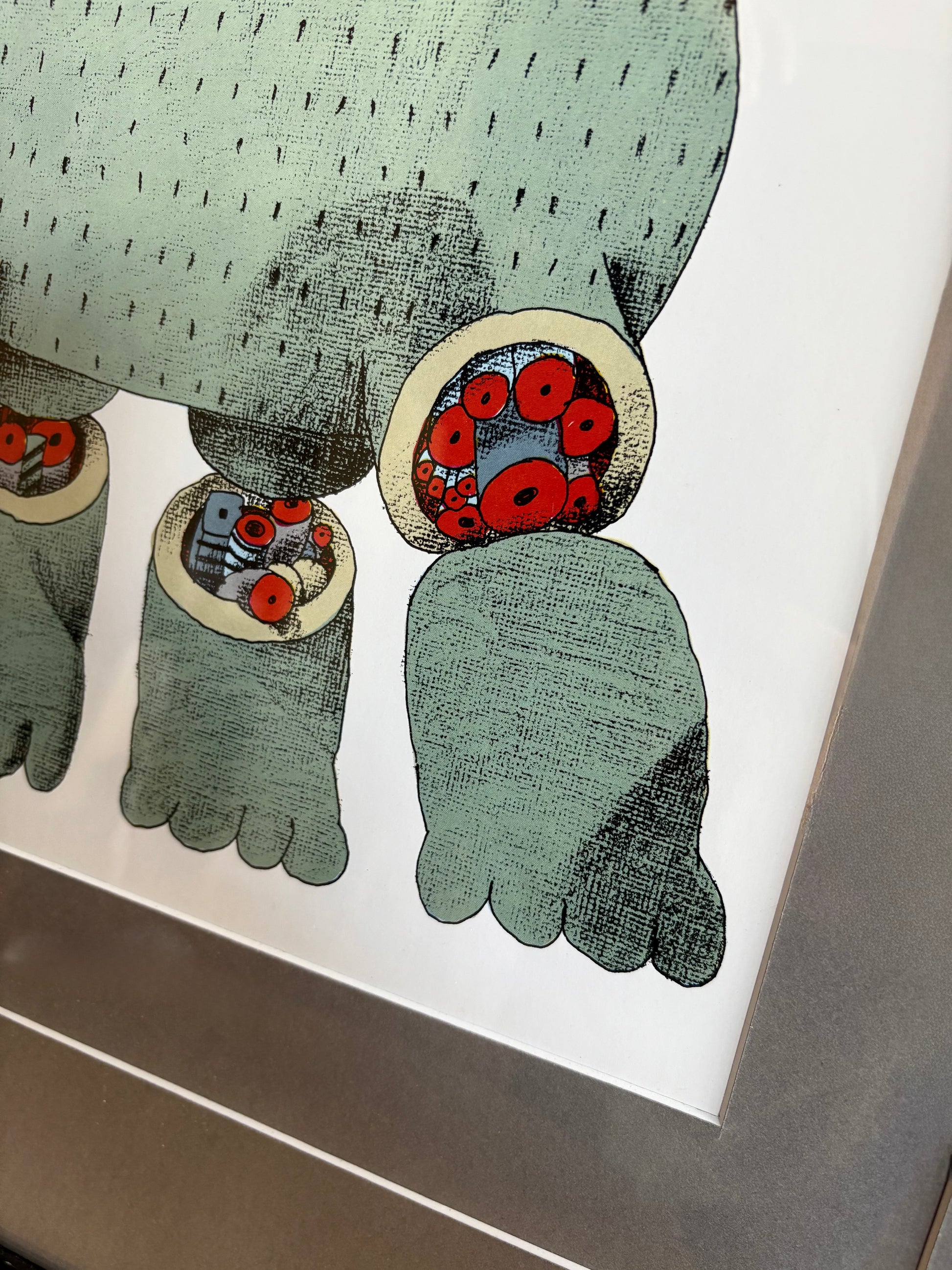 1979 Alexander Stitt limited edition lithographic print 58/350, dog, framed vintage art