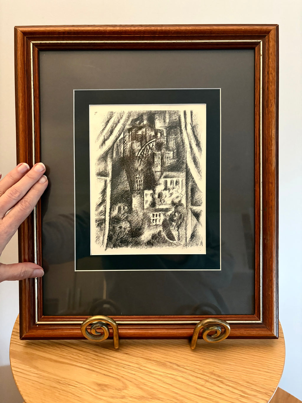 1928 authentic antique Art Deco lithographic print, Robert Delaunay, Paris, framed art, window