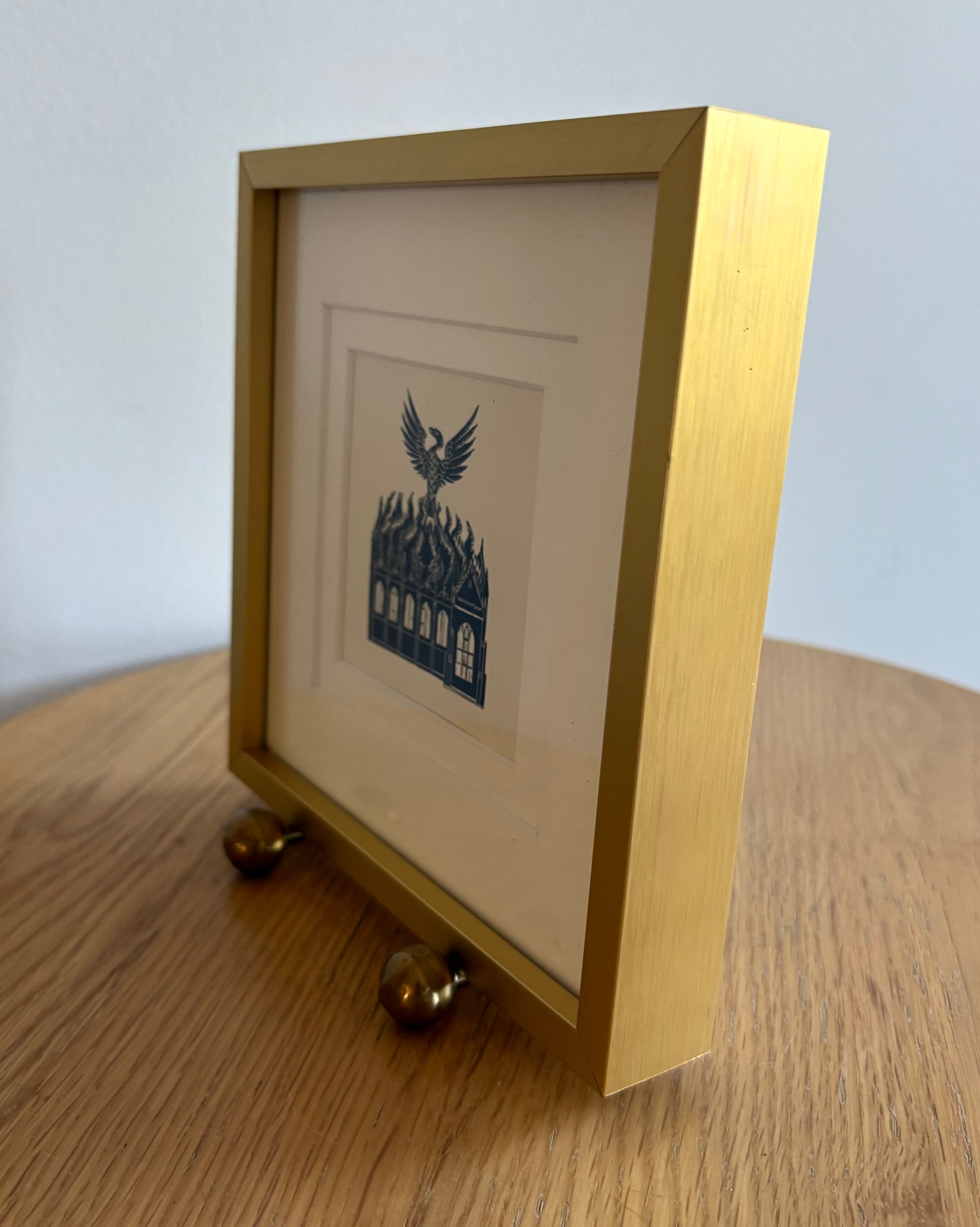 Original Helen Ogilvie woodblock print "Phoenix", framed art, Australian artwork