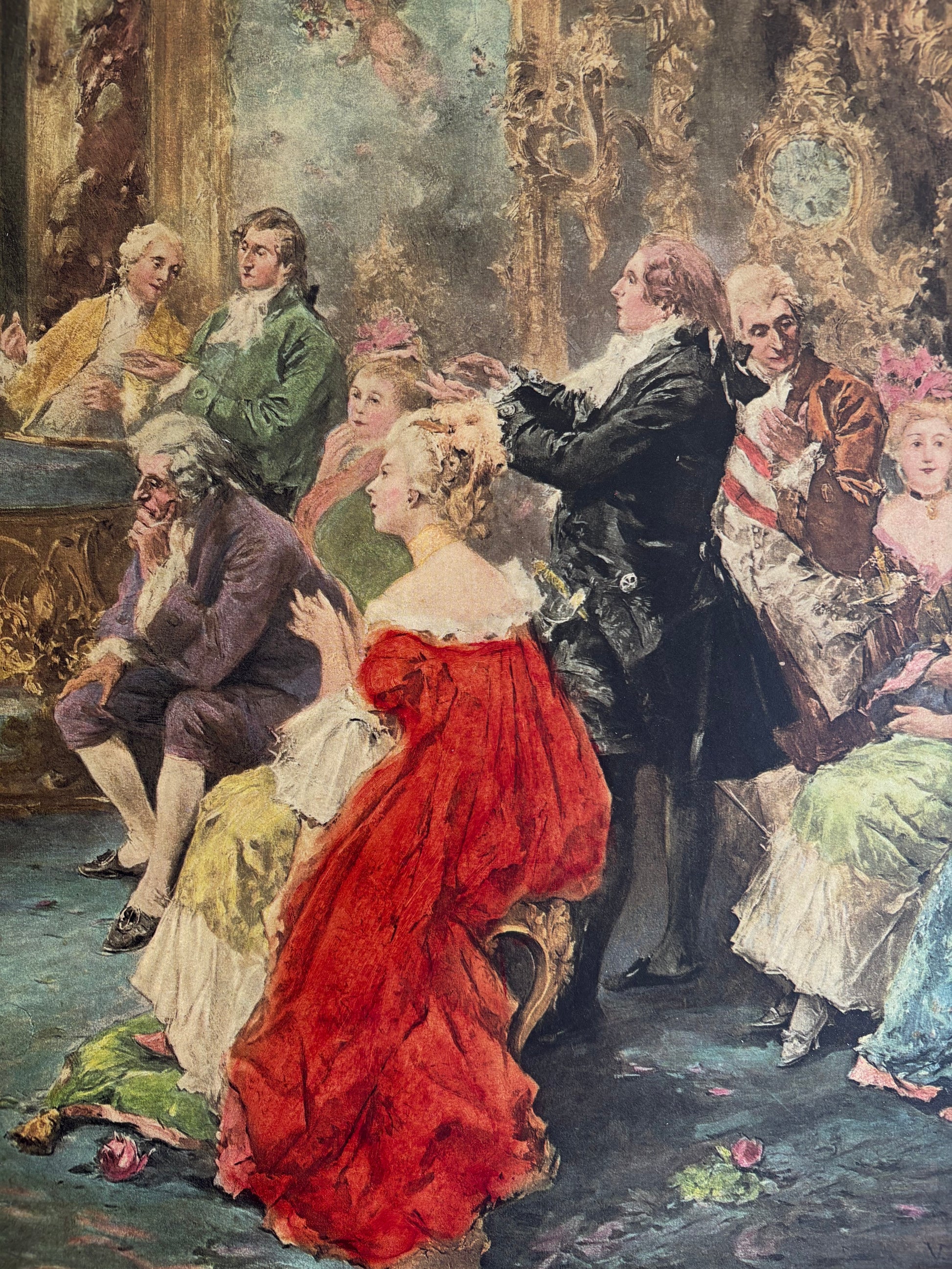 Vintage framed print, “Mozart at the Court of Marie Antoinette", Vicente García de Paredes