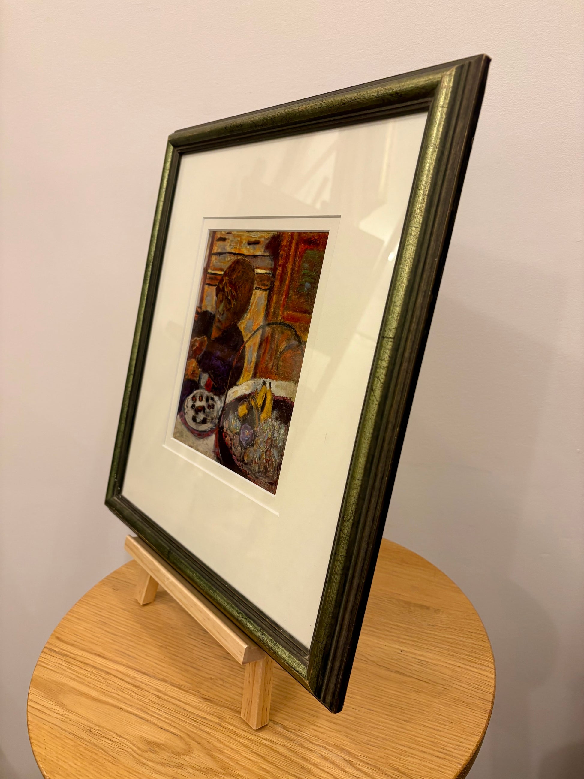 Vintage print after Pierre Bonnard’s painting, portrait, dog, framed mid century art