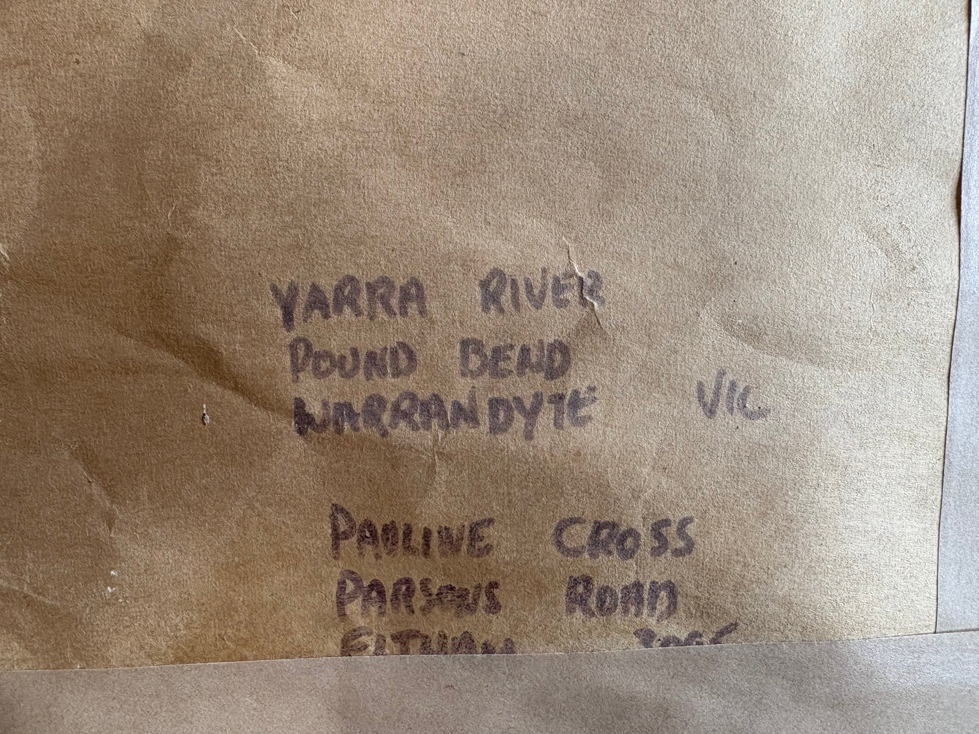 Warandyte original oil painting on board, Pauline Cross, framed vintage art