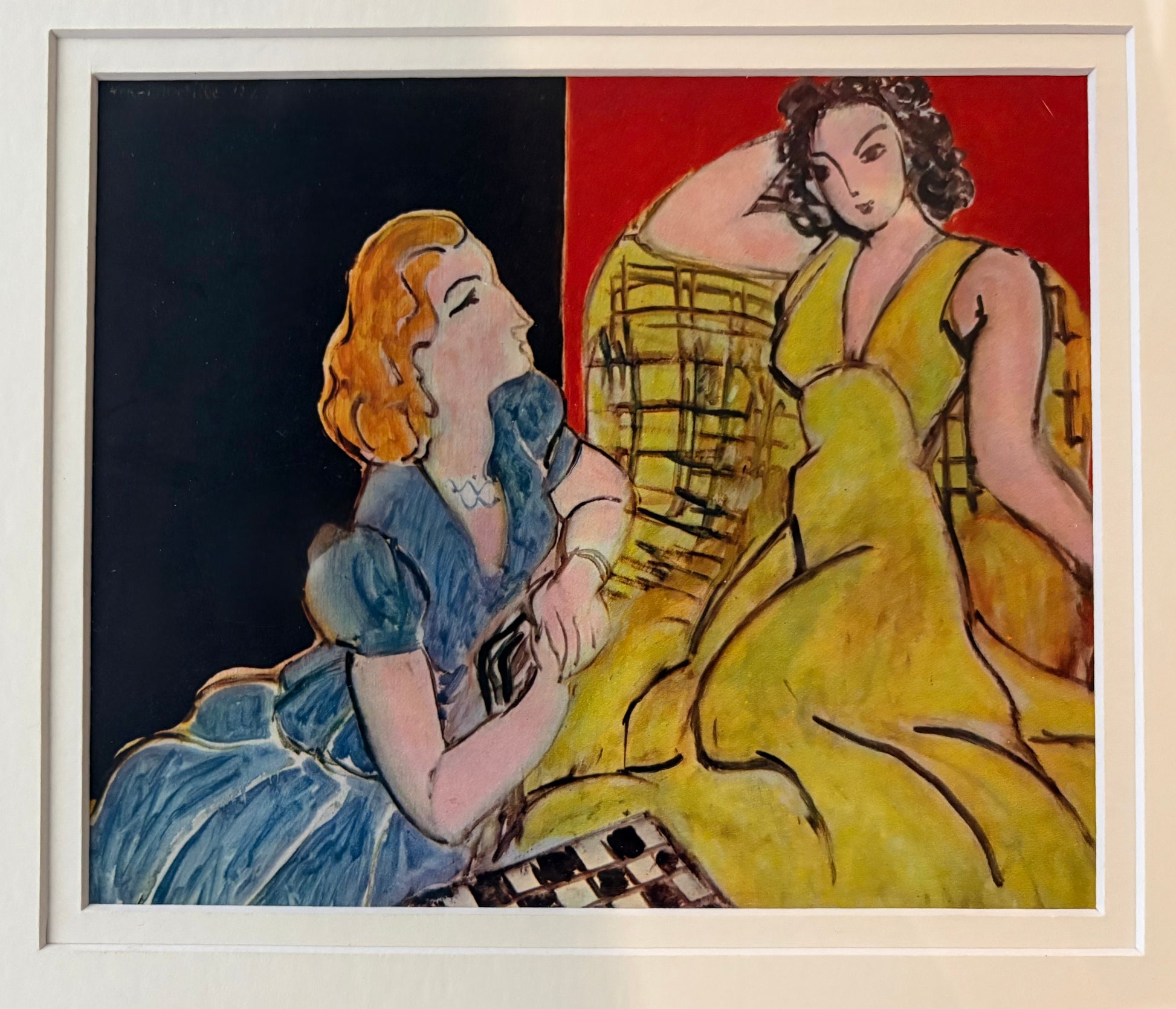 1930s Vintage Henri Matisse fine art print, "The Conversation", framed art, mid-century wall art