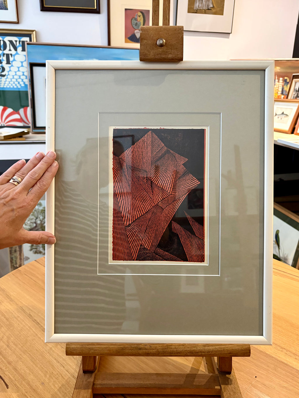 Mid Century Japanese print, 1960s reproduction, framed vintage art