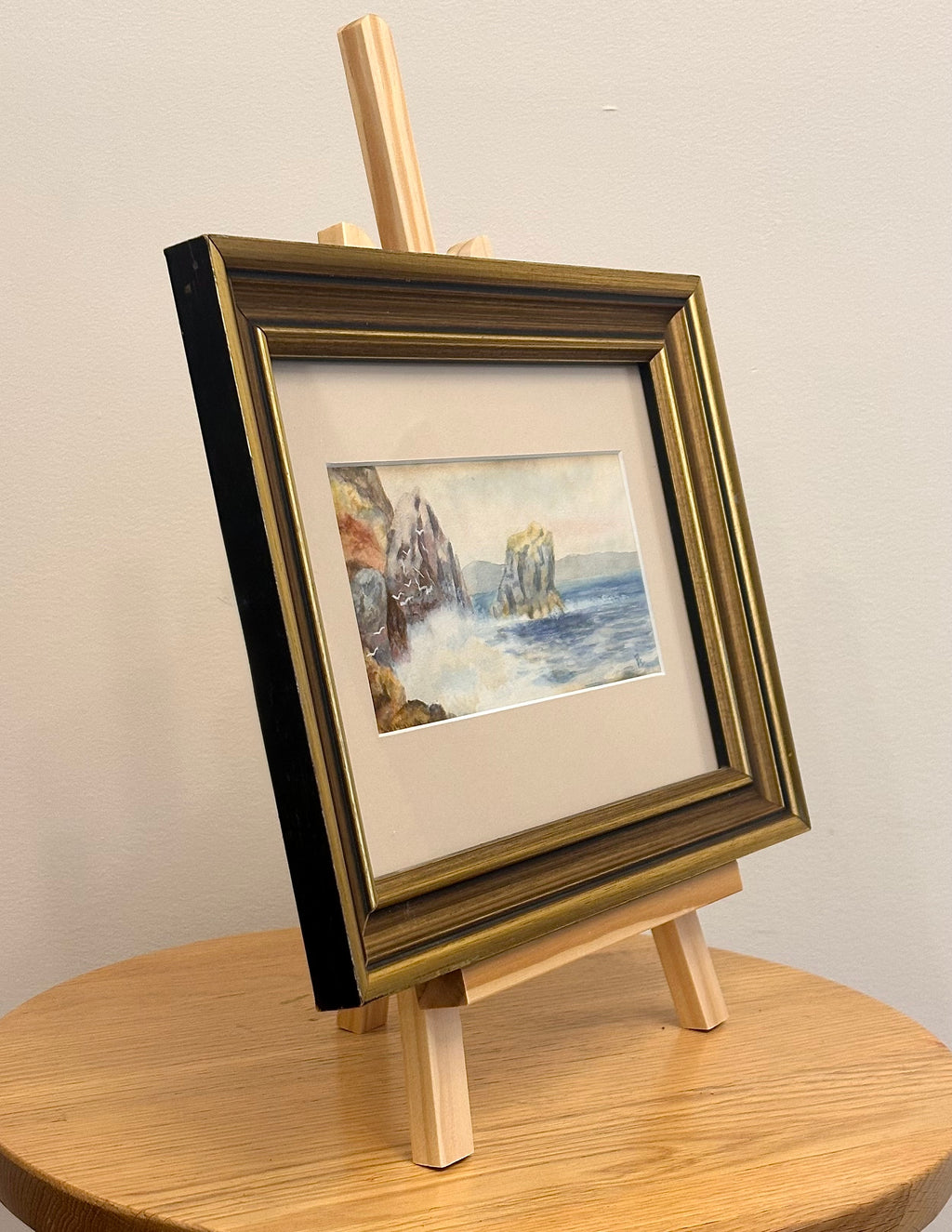 Antique original watercolour painting, Lion Rock, framed artwork