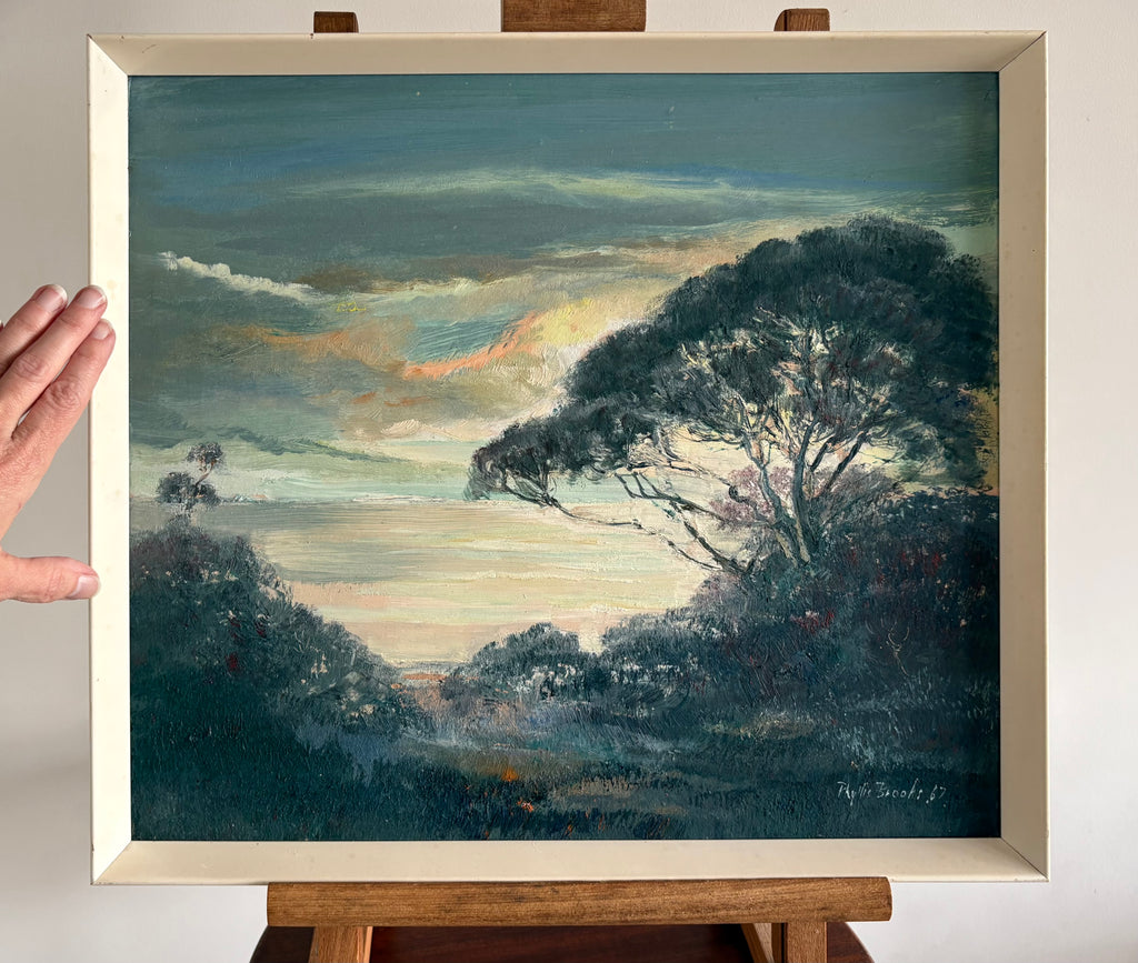 1960s original mid century oil painting, signed, Australian landscape