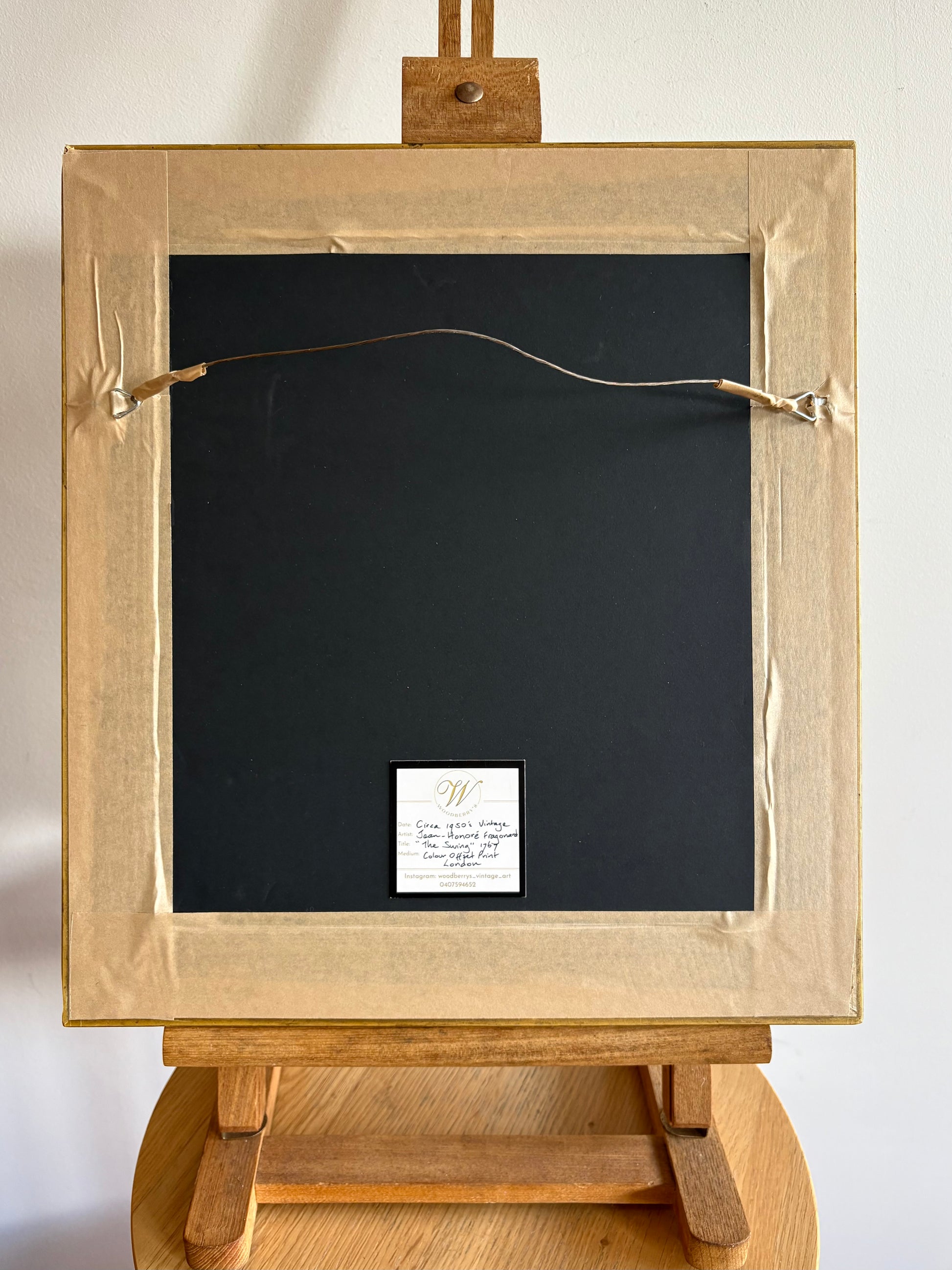 1950s vintage print, “The Swing”, after “Jean-Honoré Fragonard, Rococo framed art