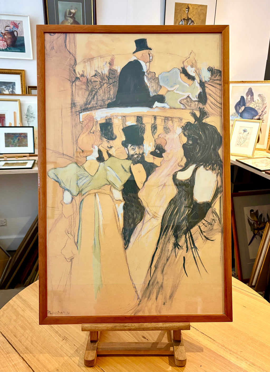 Large vintage print, Art Nouveau, Toulouse Lautrec, framed art