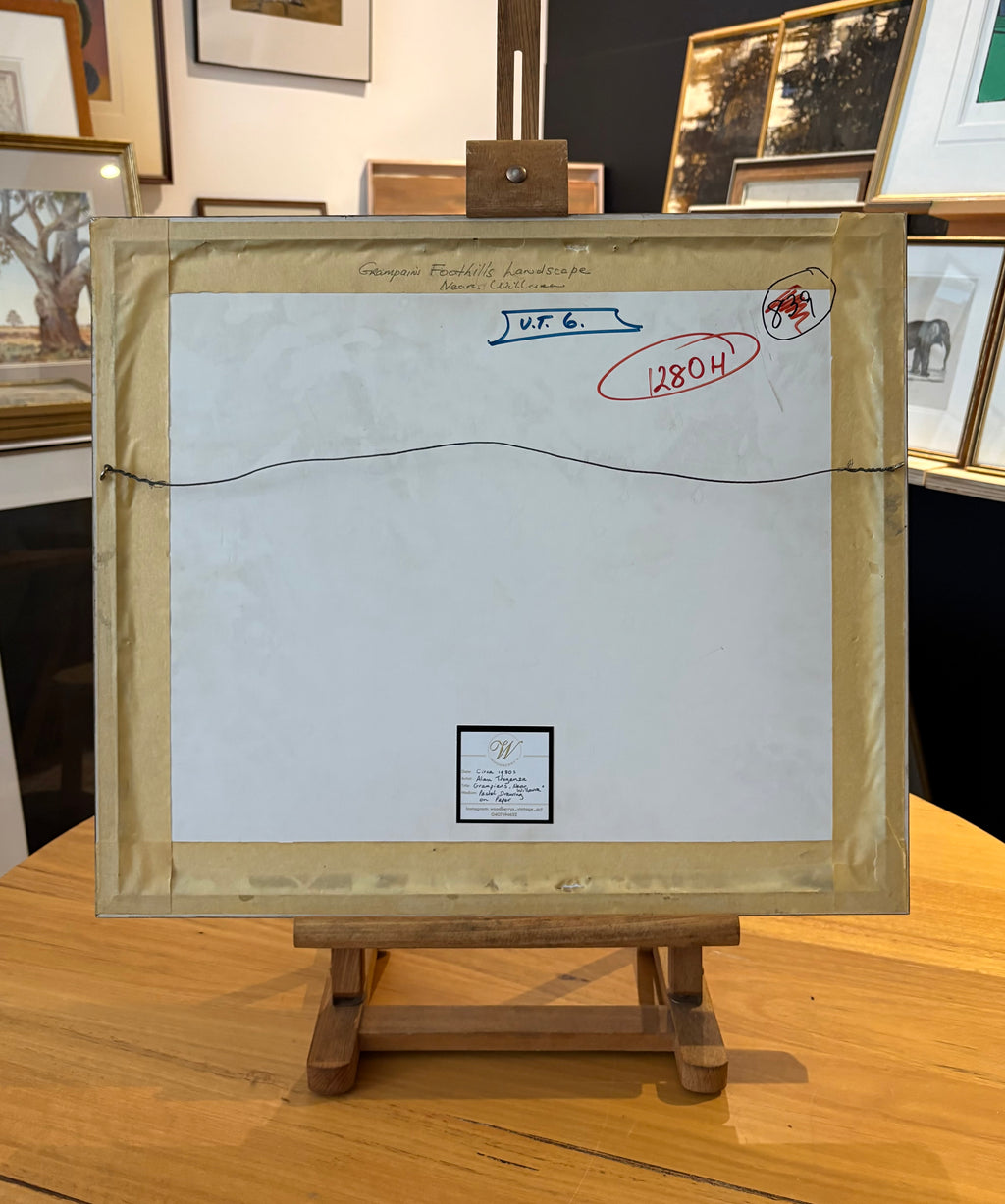 Original Alan Tregenza pastel drawing, Grampians, framed vintage art