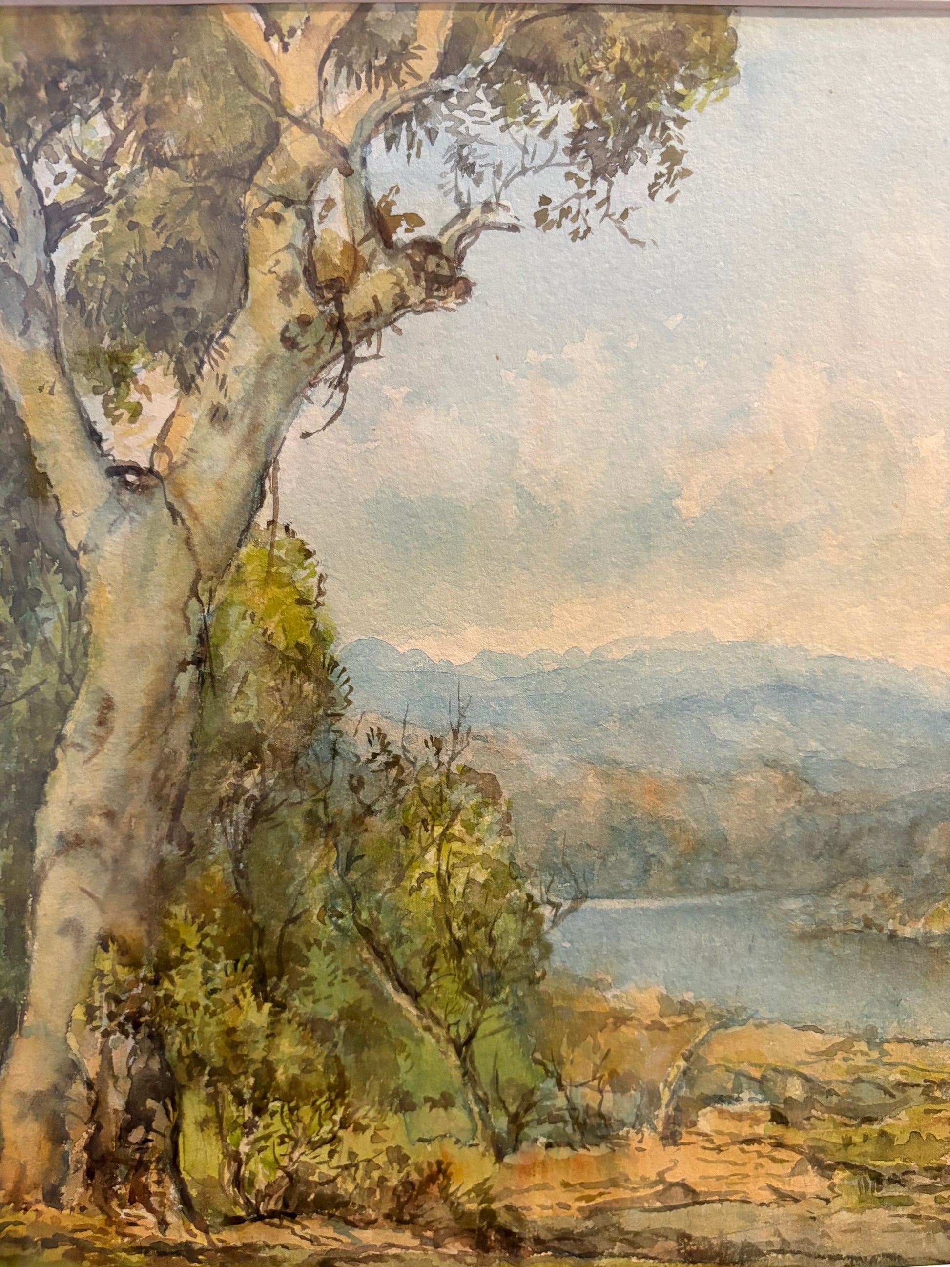 1960s original watercolour painting, Lionel David, Australian, vintage framed art