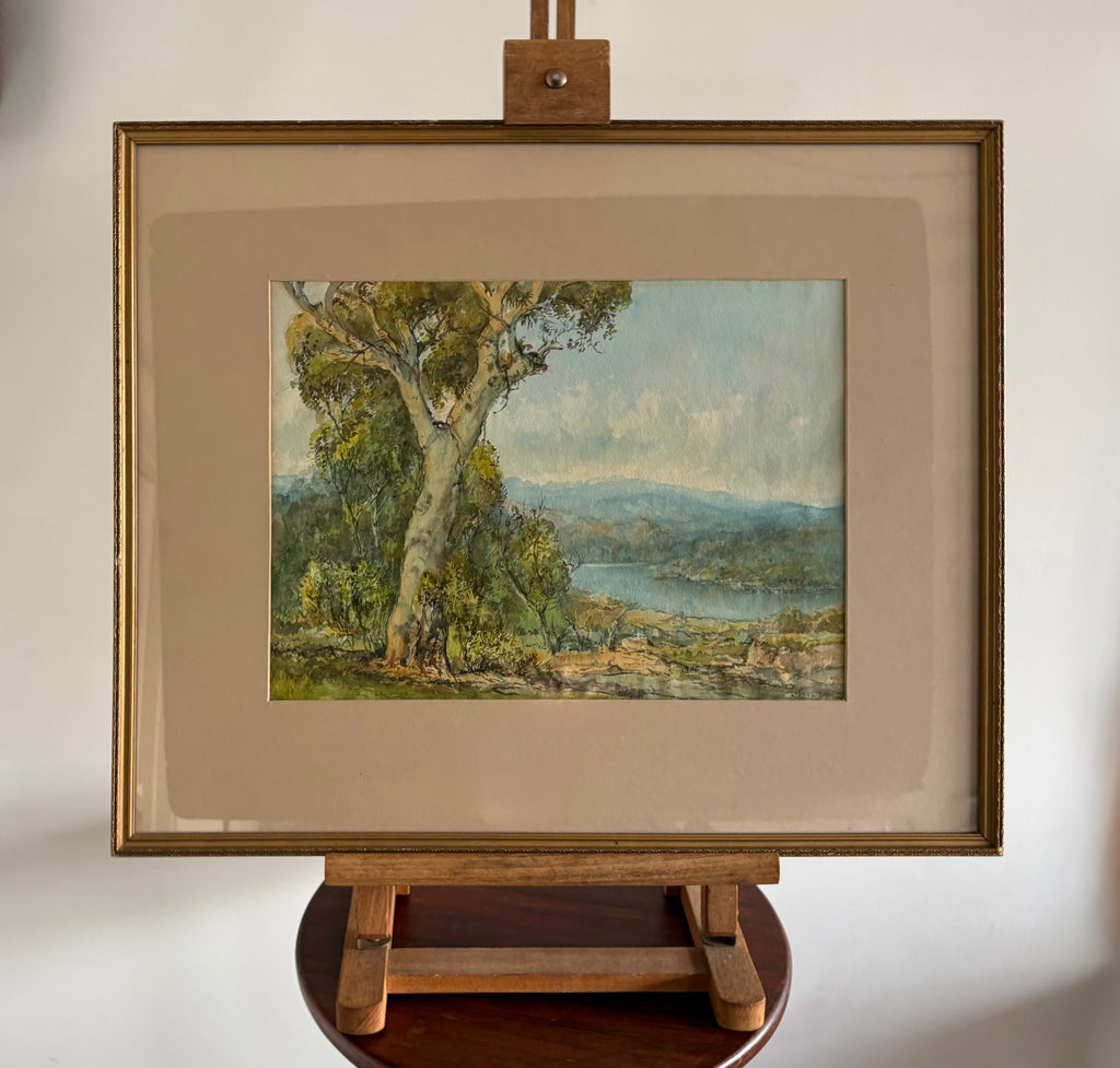 1960s original watercolour painting, Lionel David, Australian, vintage framed art