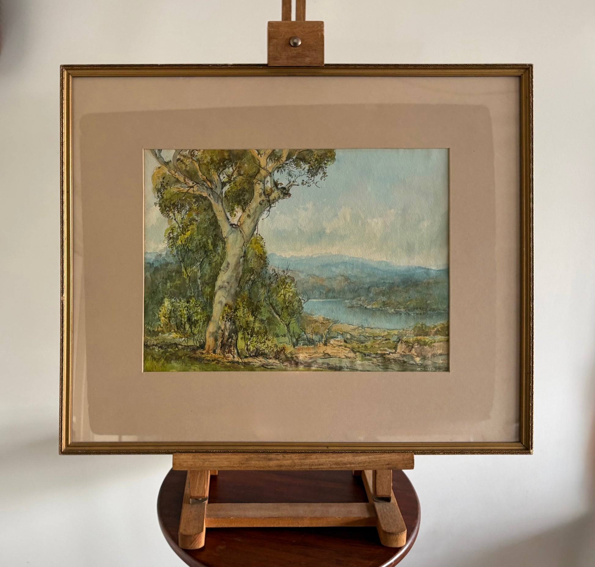 1960s original watercolour painting, Lionel David, Australian, vintage framed art
