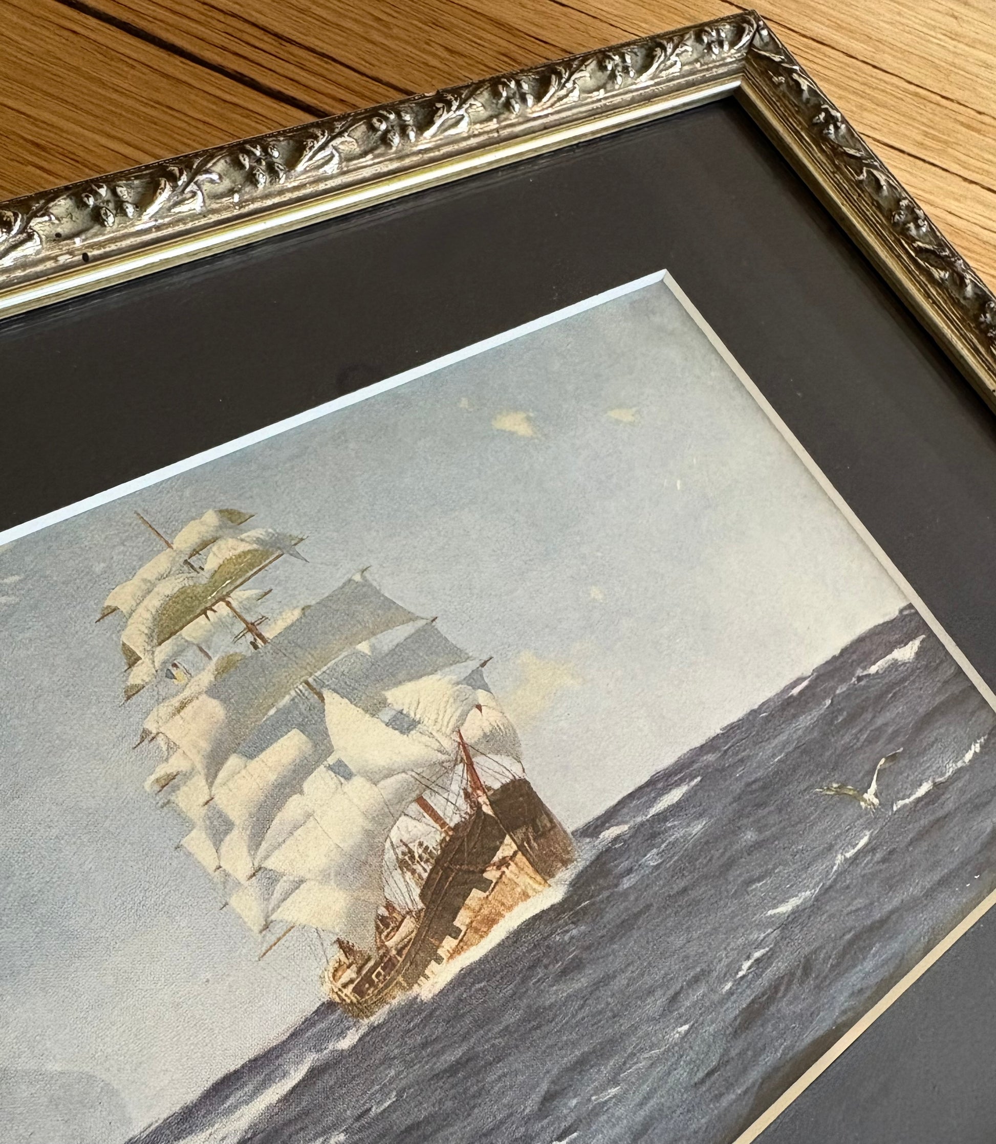 1950s vintage print after Thomas Jaques “Off Valparaiso”, framed artwork, mid century