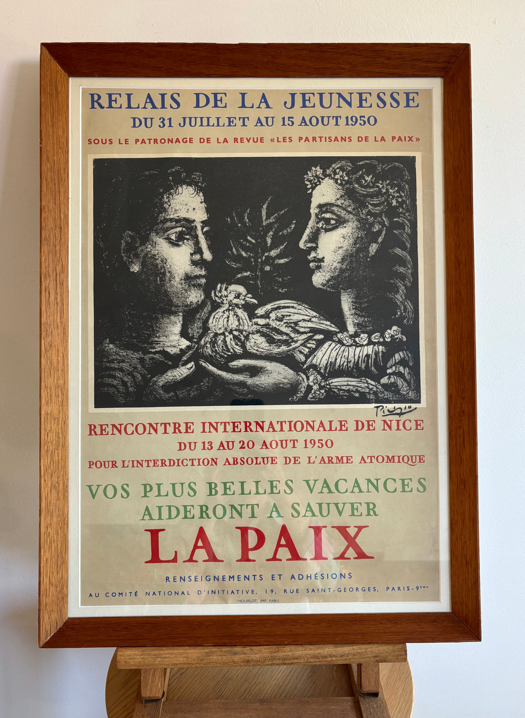 1950s Picasso Lithographic poster, mid century, framed vintage art