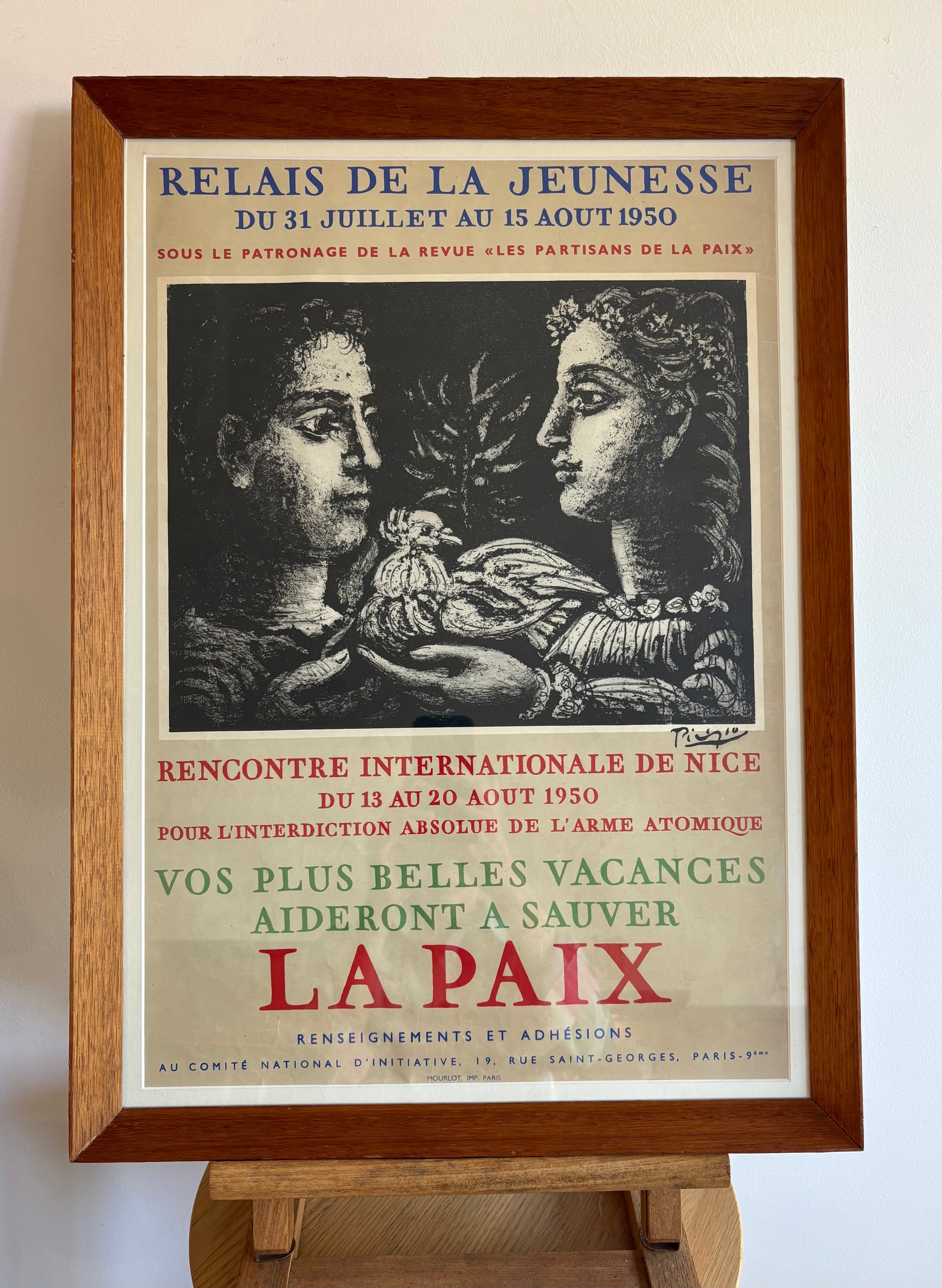 1950s Picasso Lithographic poster, mid century, framed vintage art