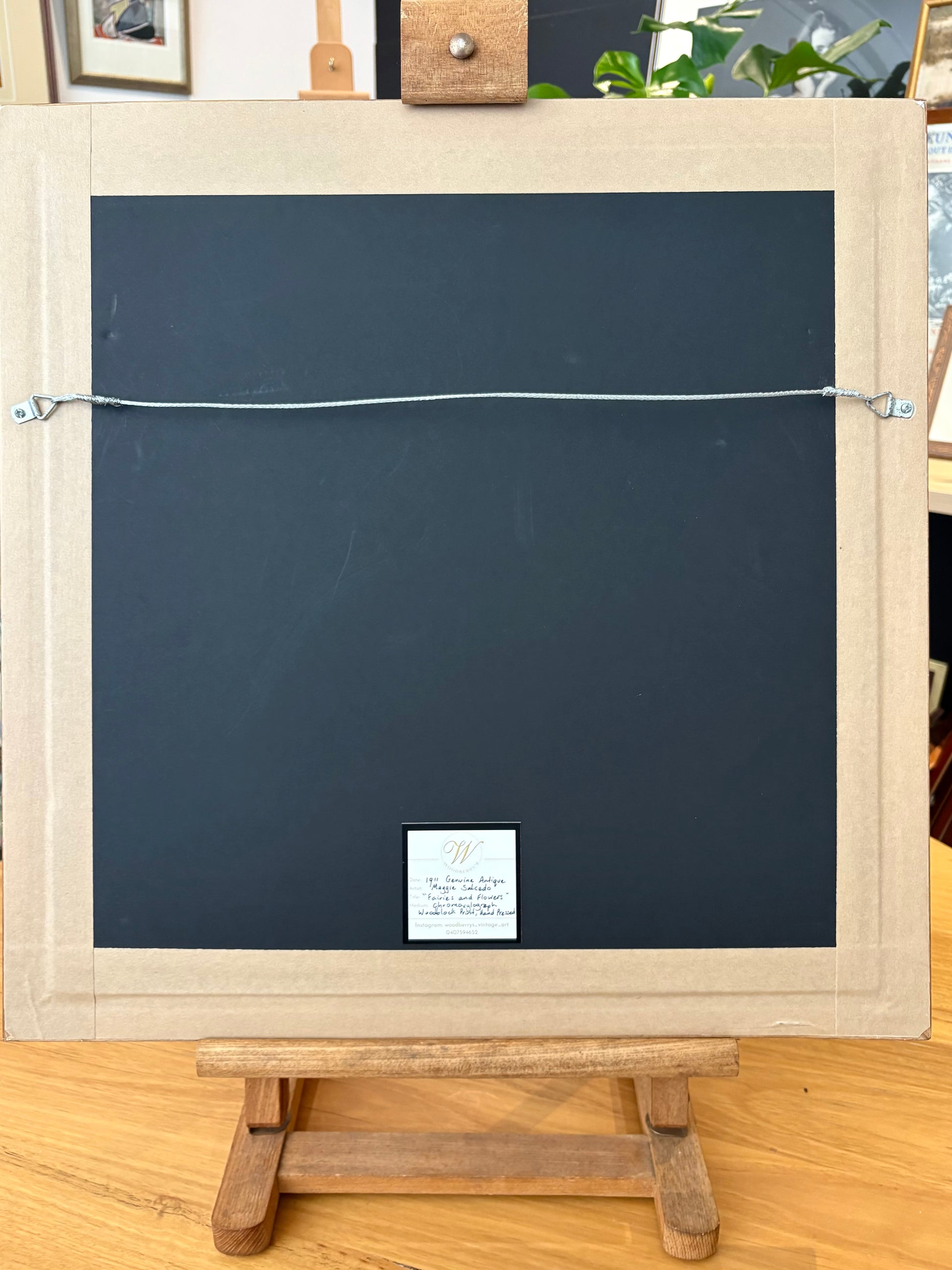 Rare original Art Deco woodblock print, 1911 antique, Maggie Salcedo, French framed art