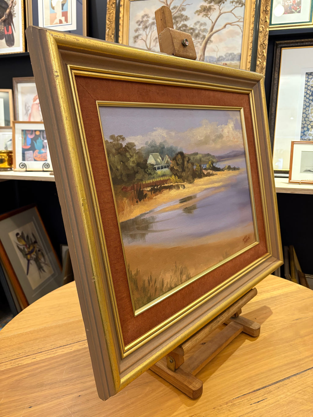 Original Janice Orchard oil painting – Rippleside View, Gippsland, framed vintage artwork