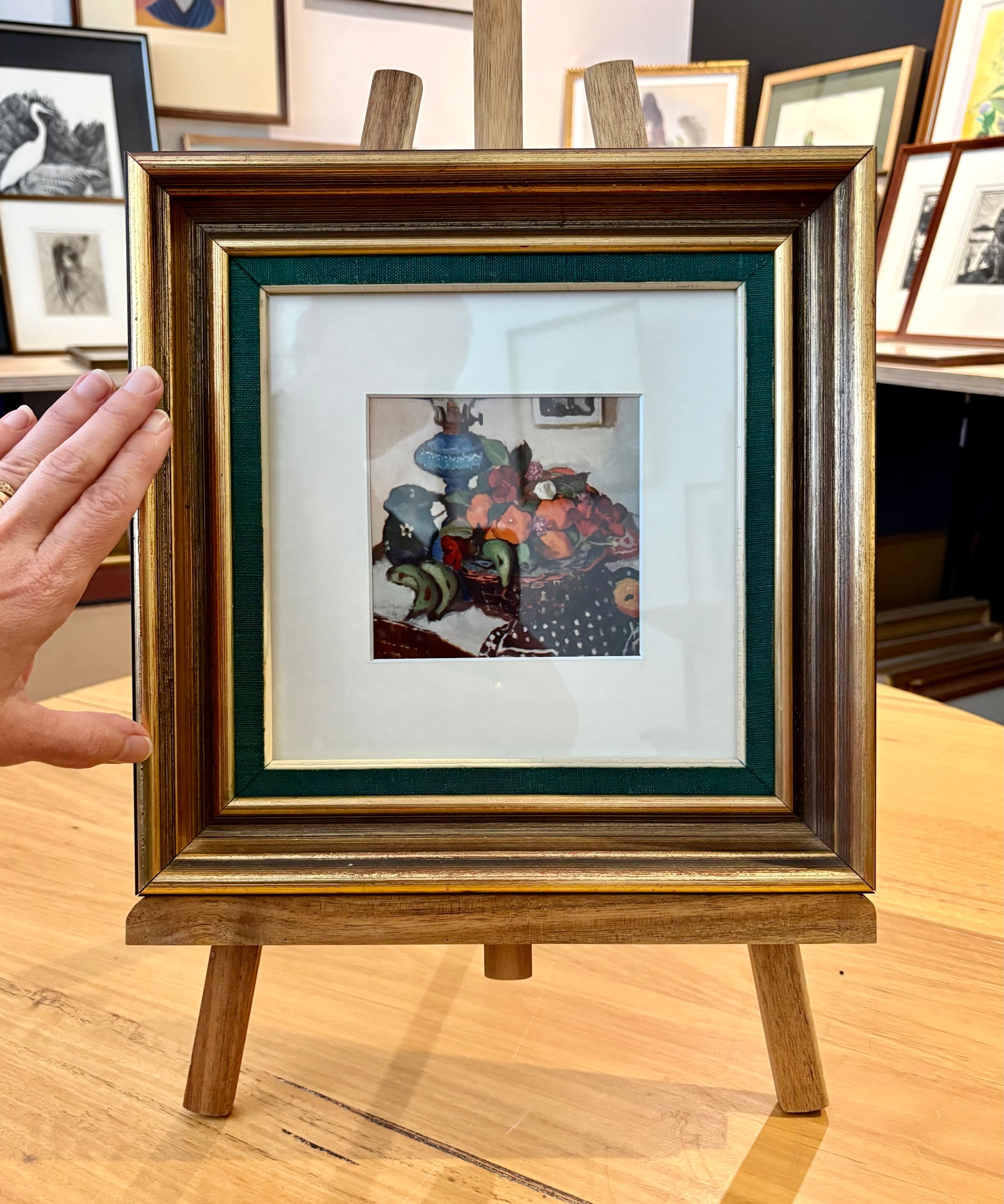 1930s Genuine antique Margaret Preston print, miniature, framed artwork, Australian, fruit