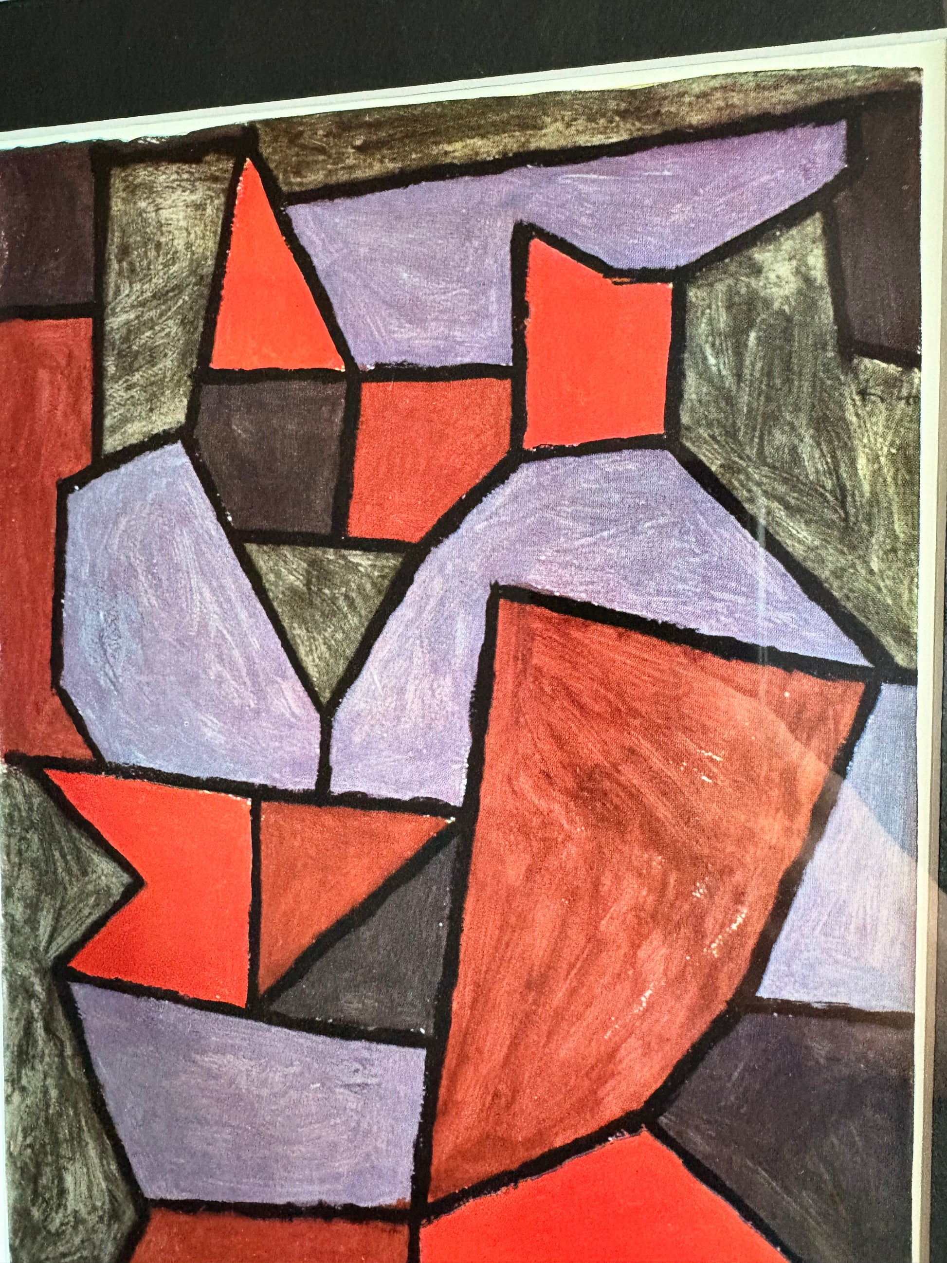 1955 vintage print after Paul Klee, “Head of a famous Robber”, Mid-Century, Cubism, framed wall art, abstract