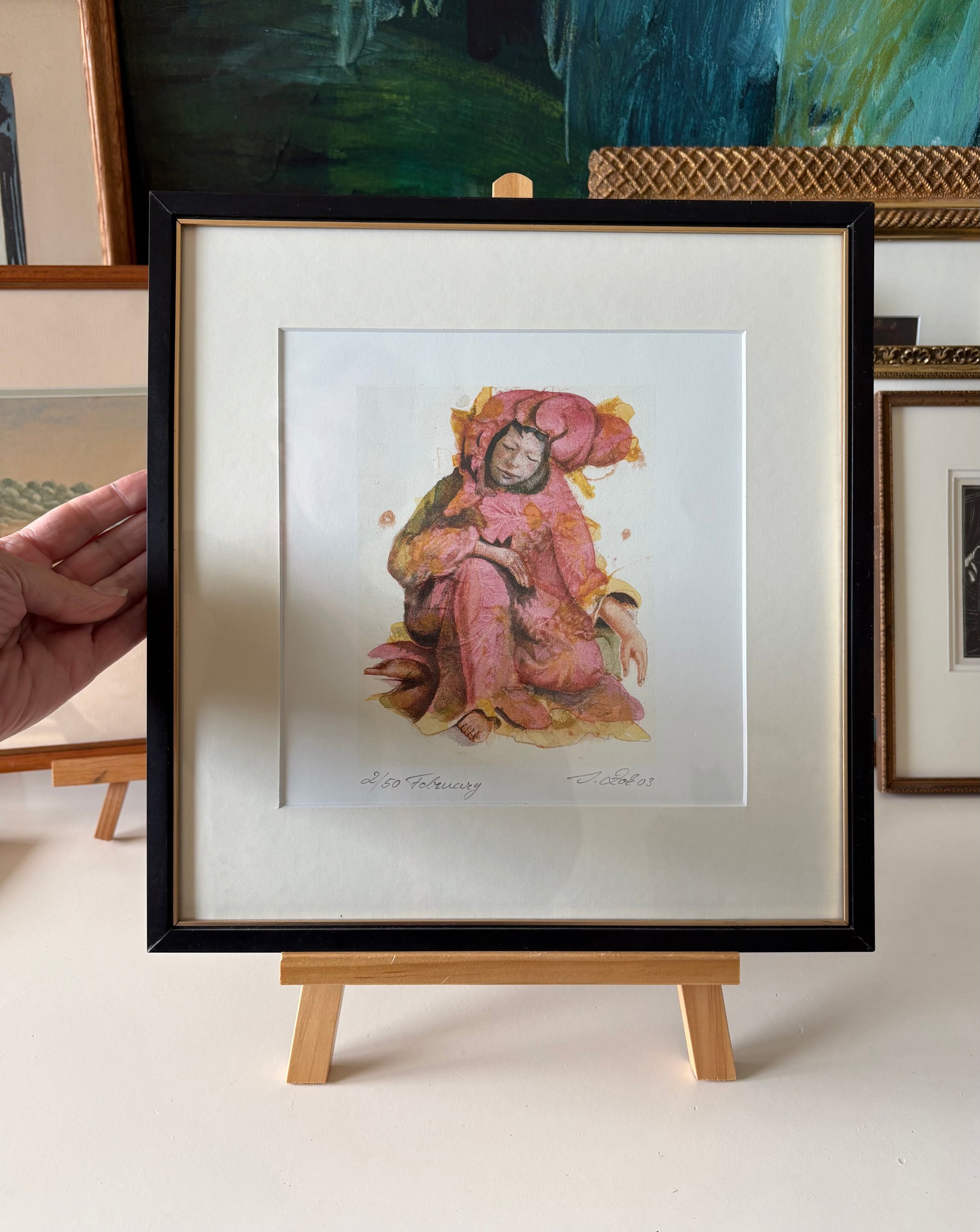 Limited edition 2/50 original artist’s lithographic print, vintage framed art