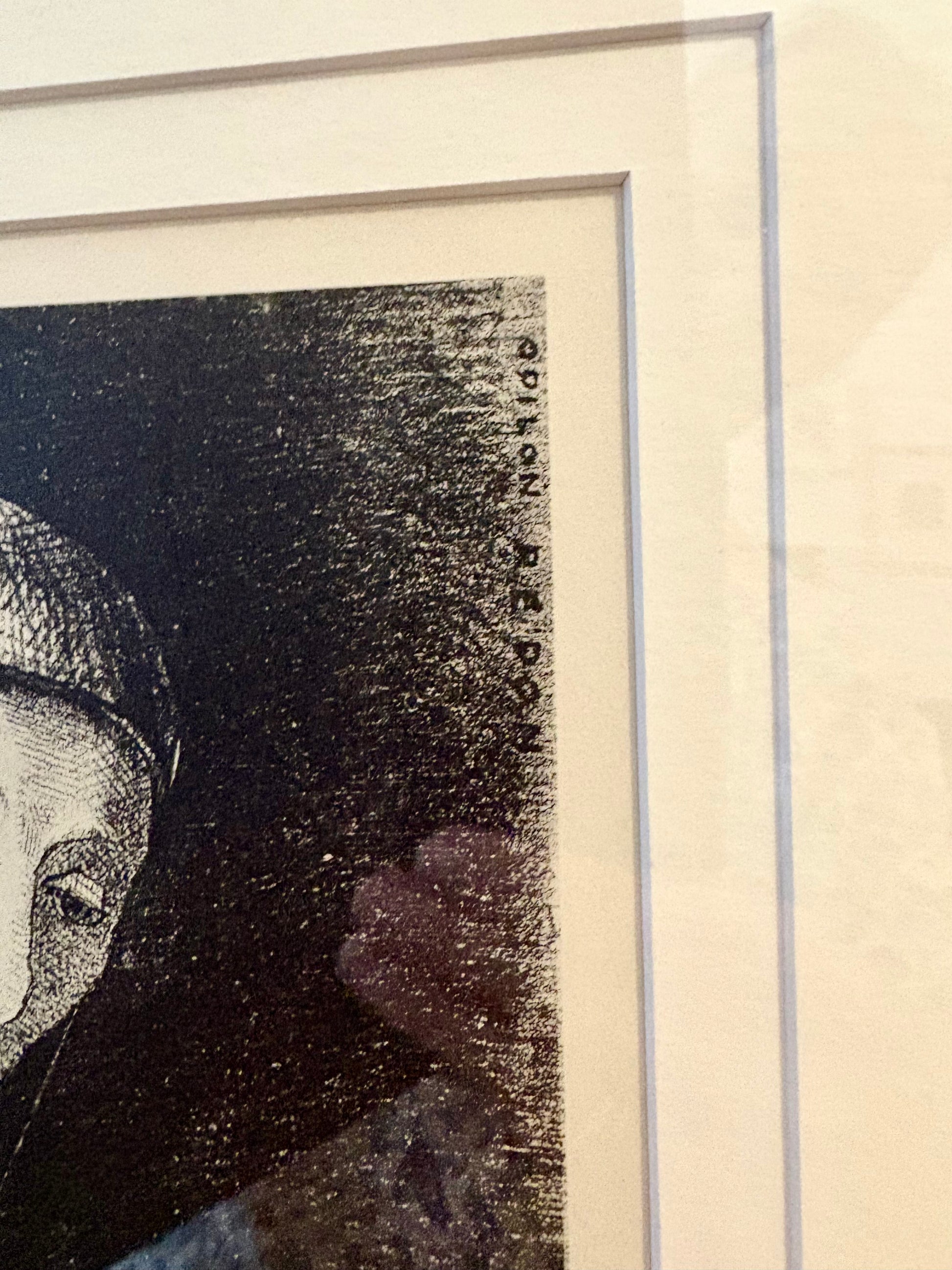 1929 Antique heliogravure print, Odilon Redon, French, vintage framed art