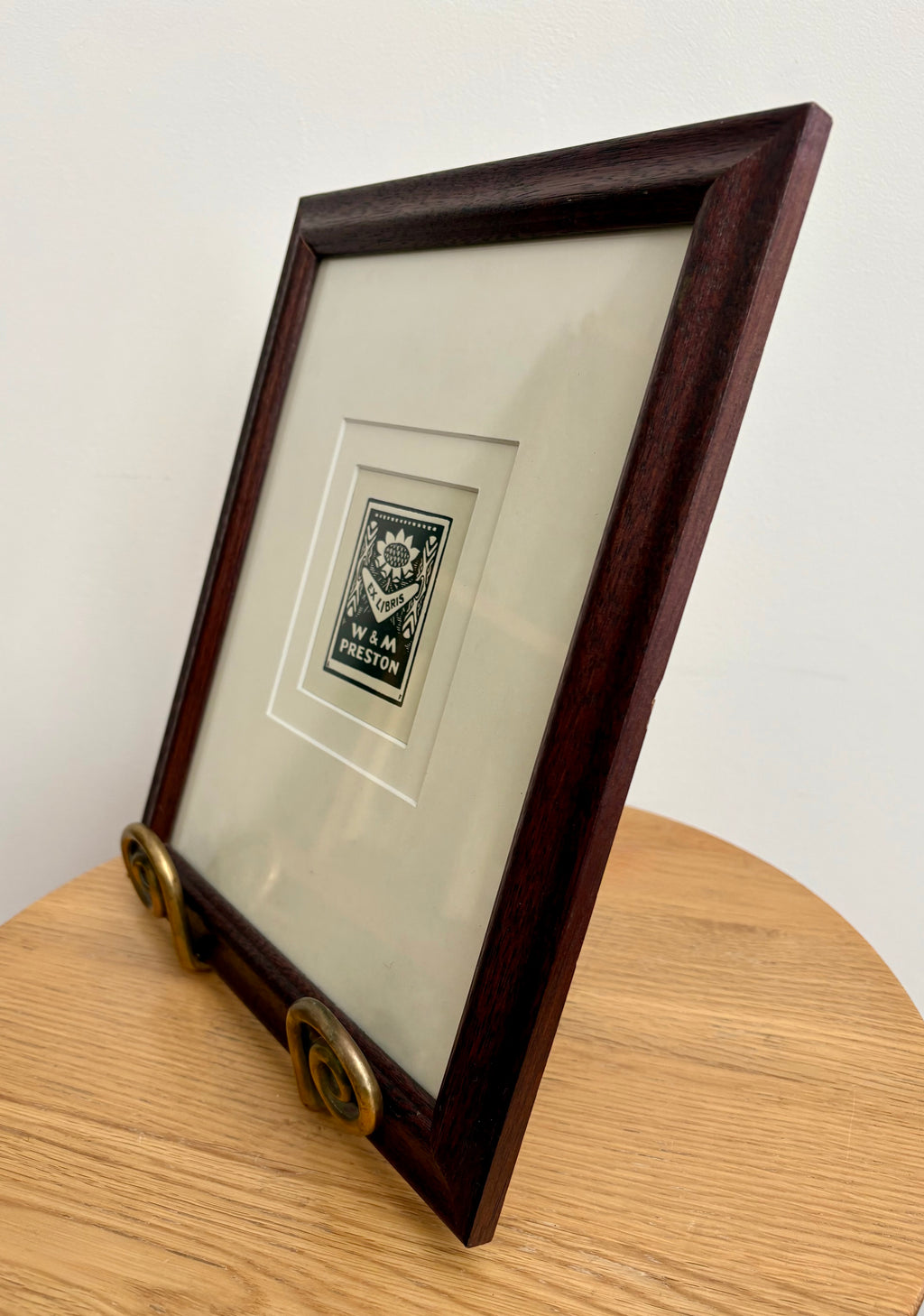 1920s original woodblock print, Bookplate for Margaret Preston, Adrian Feint, framed art