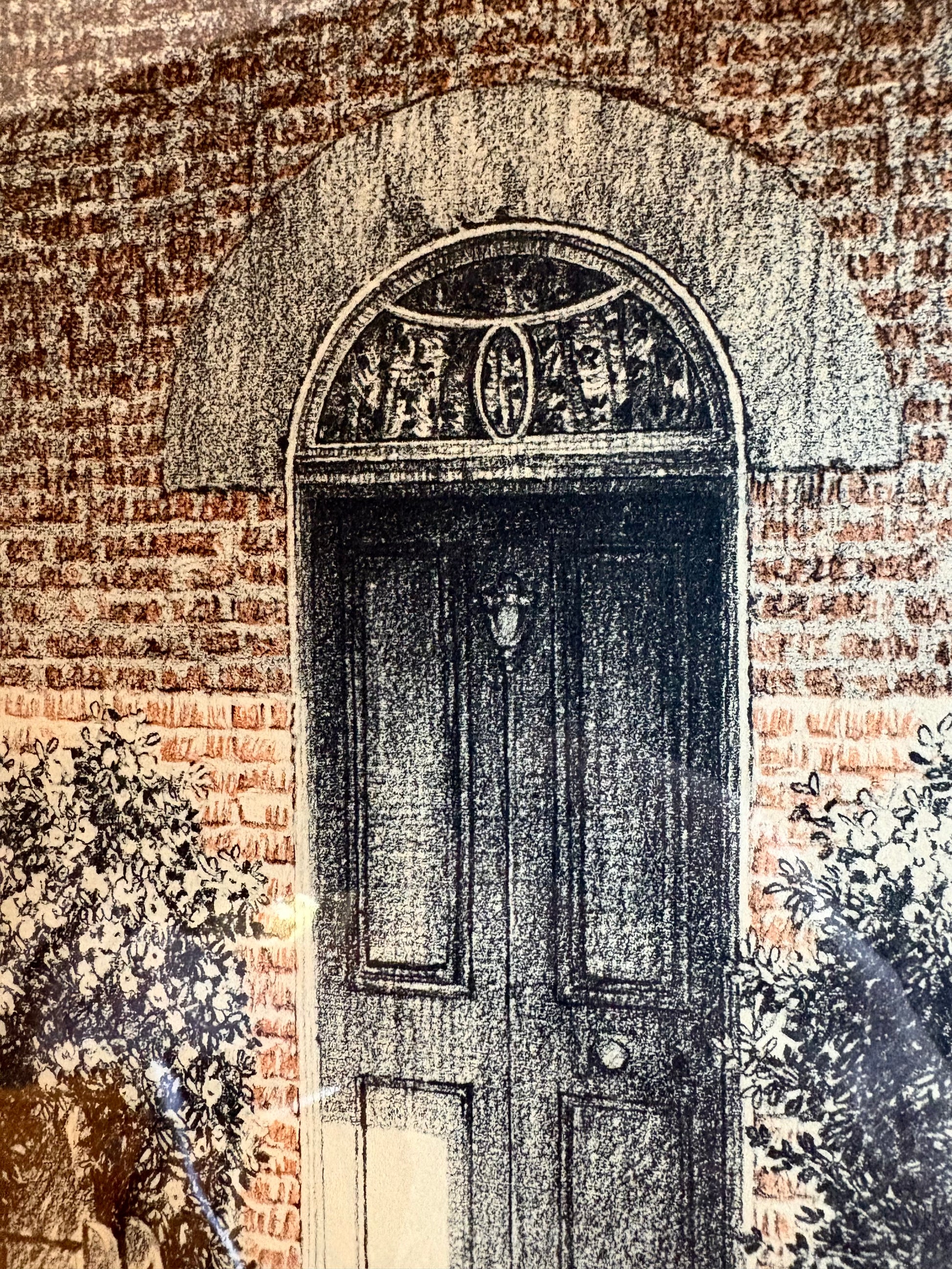 1920s Antique Hardy Wilson collotype print "Davey St" Tasmania, Architecture, framed art