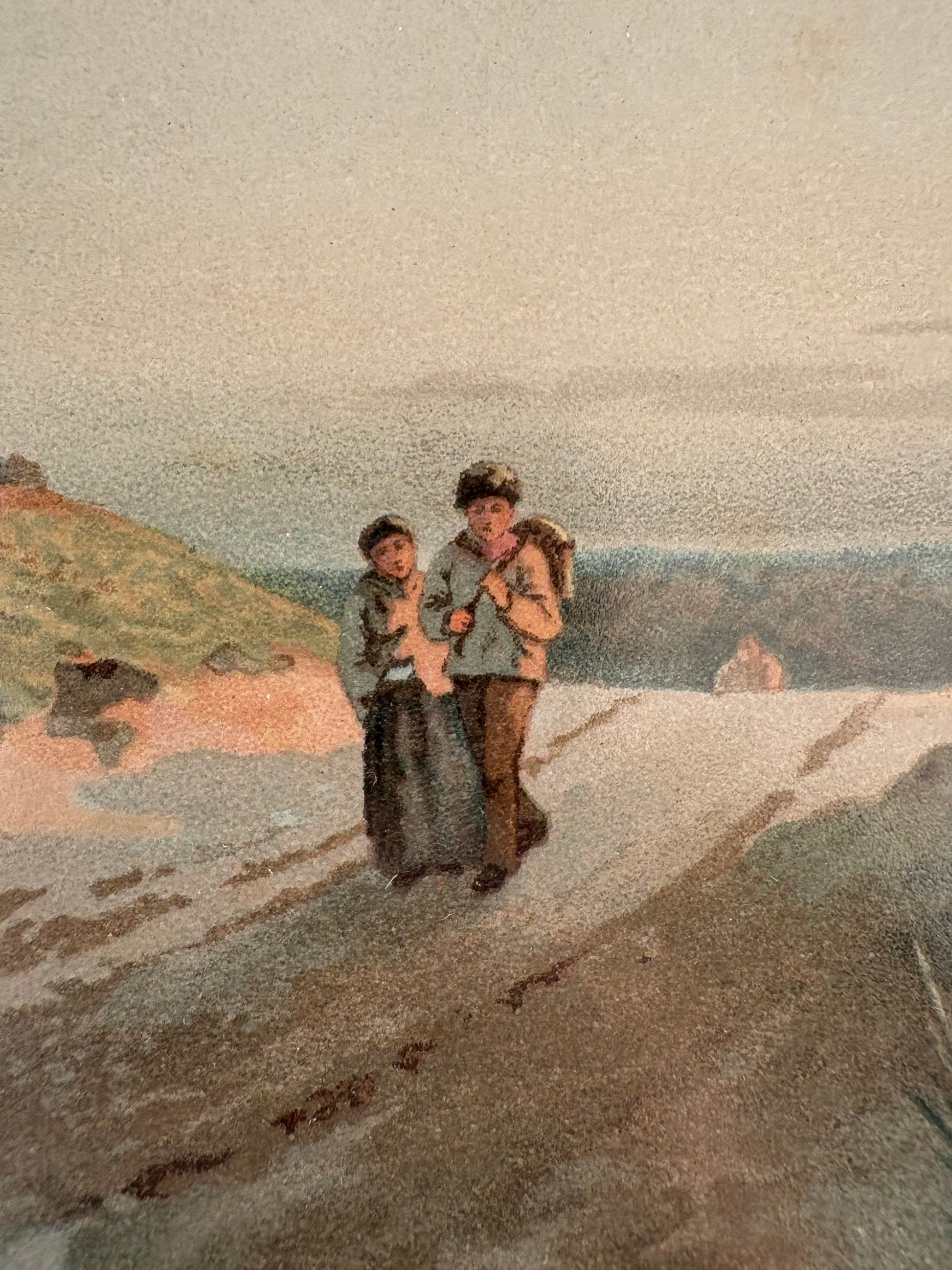 Trio of vintage British landscape chronographic prints, framed artworks