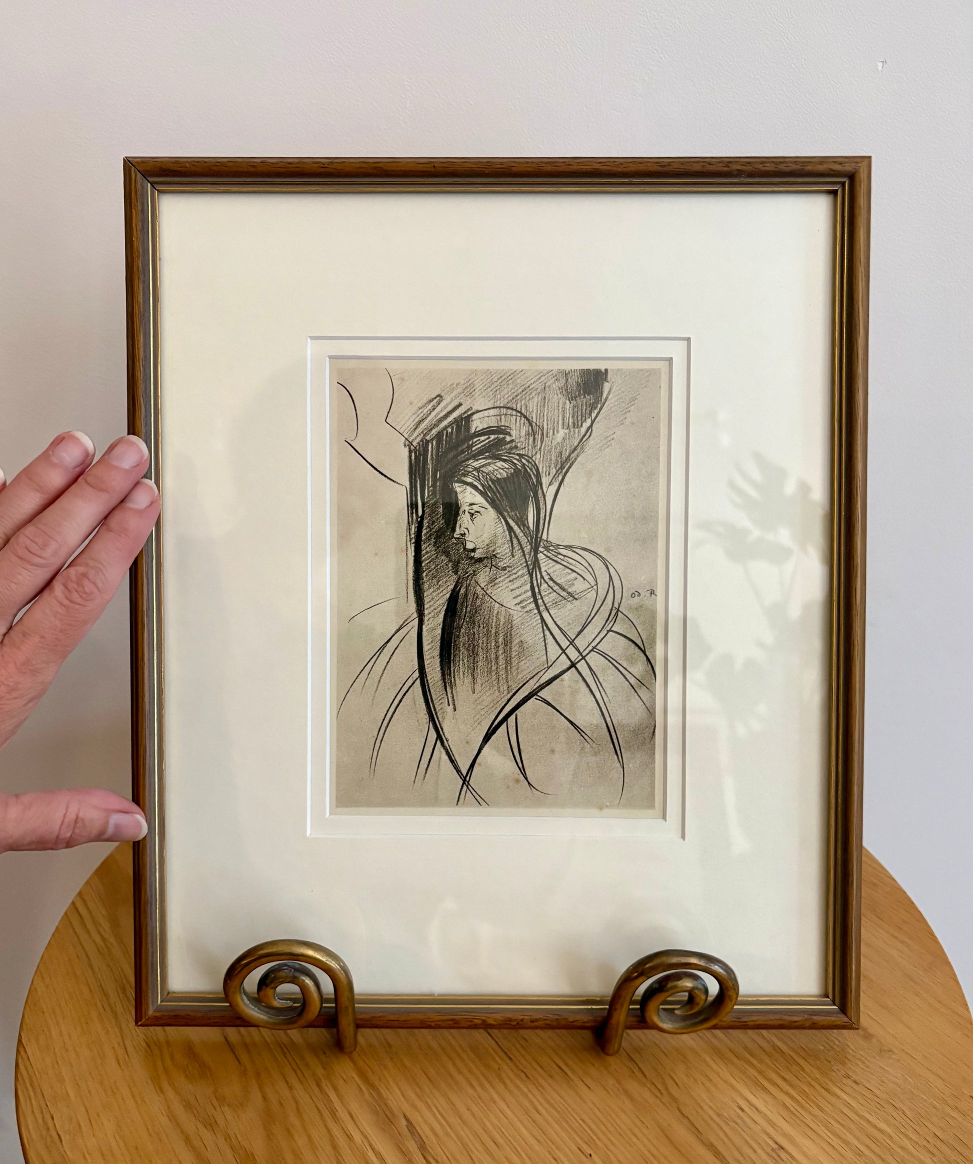 1929 Antique print, Odilon Redon, French, Portrait, vintage framed art