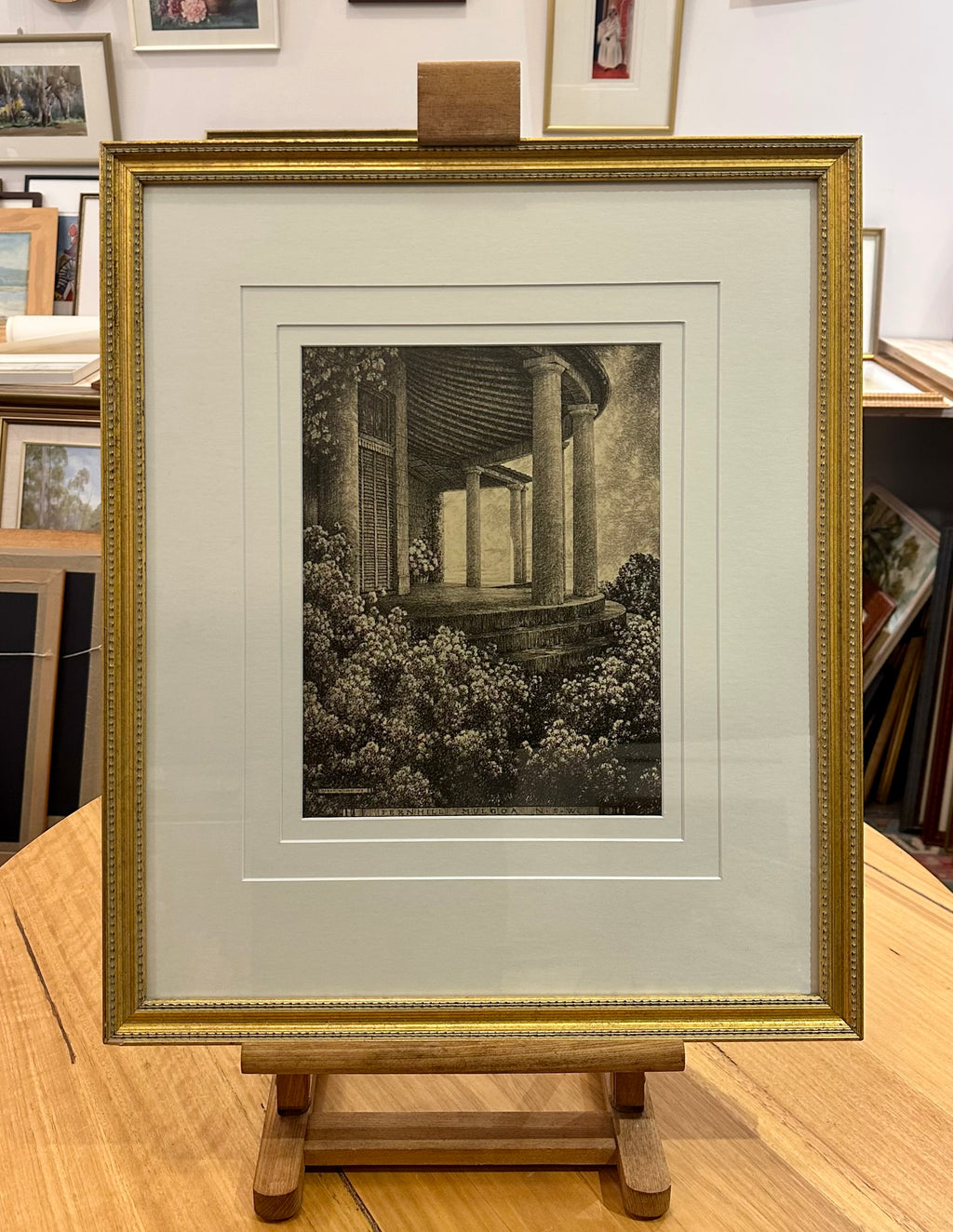 1920s Antique Hardy Wilson collotype print, Architecture, NSW, framed art